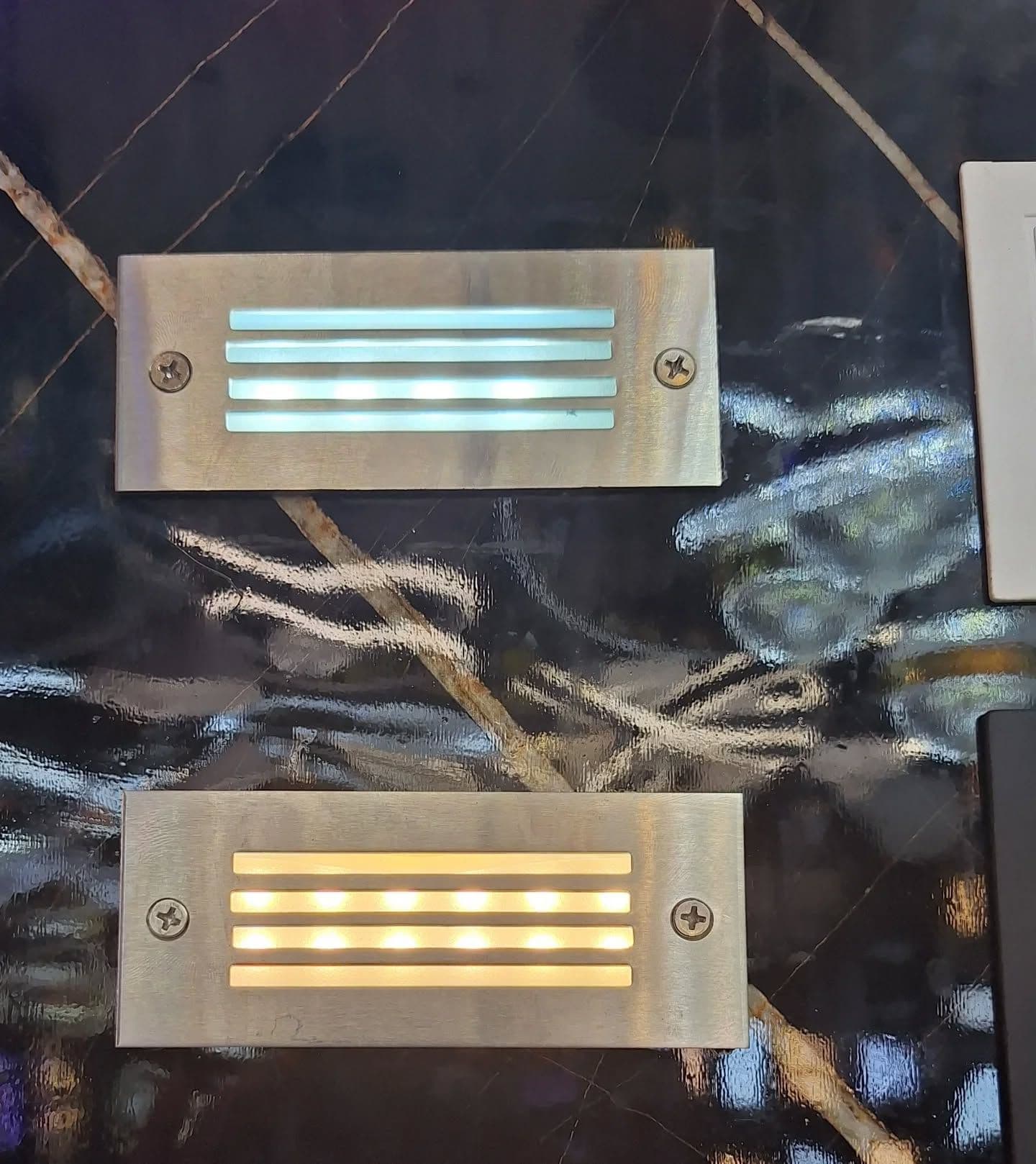 Modern Brushed Metal Outdoor Wall Light with LED Louvers