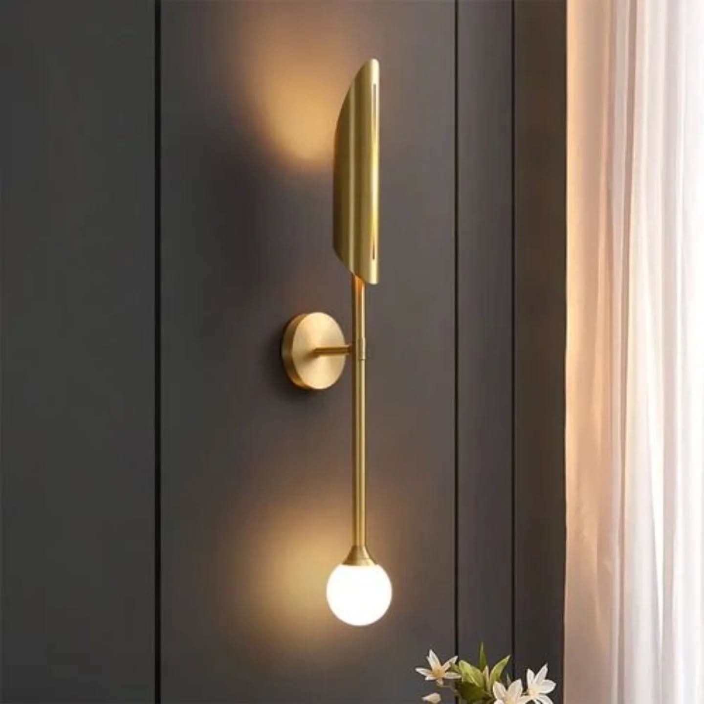 Modern Gold Brass and Glass Globe Wall Light