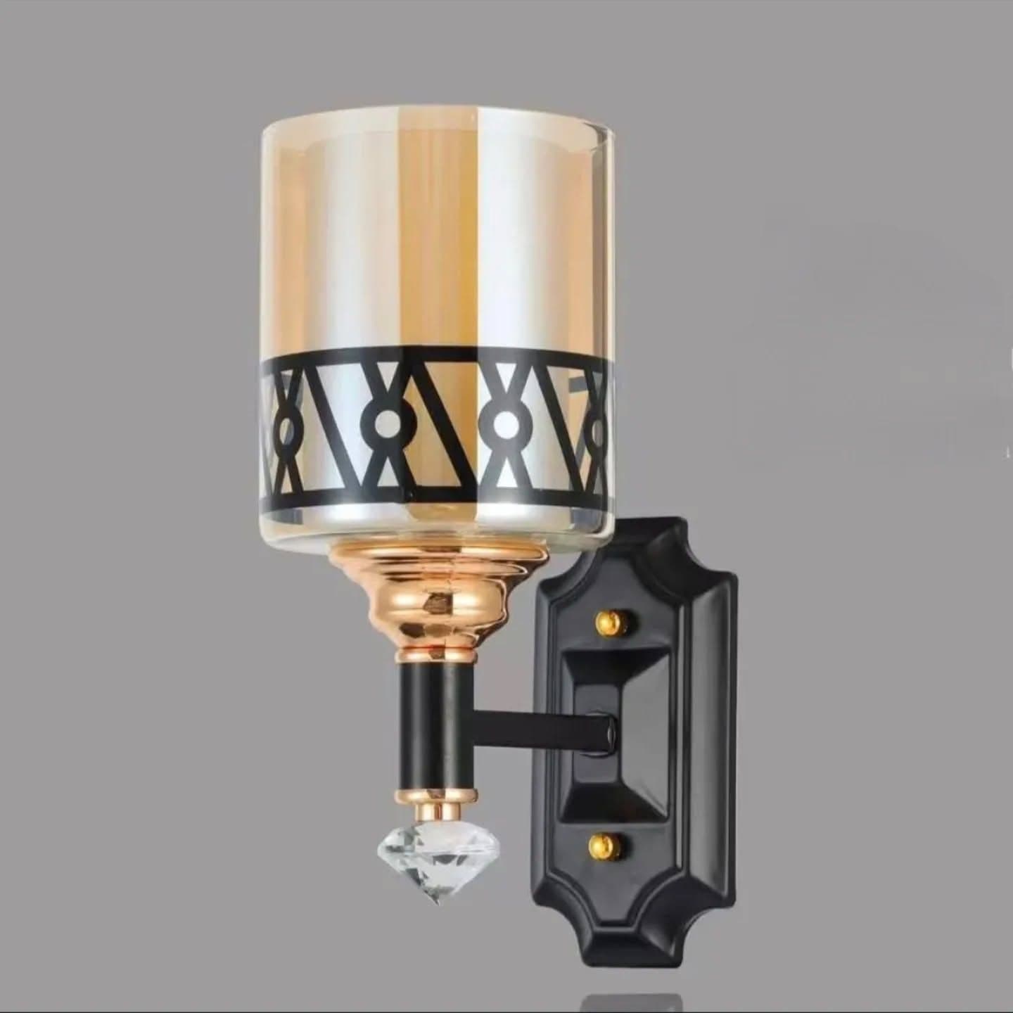 Small Gold and Black Crystal Wall Sconce