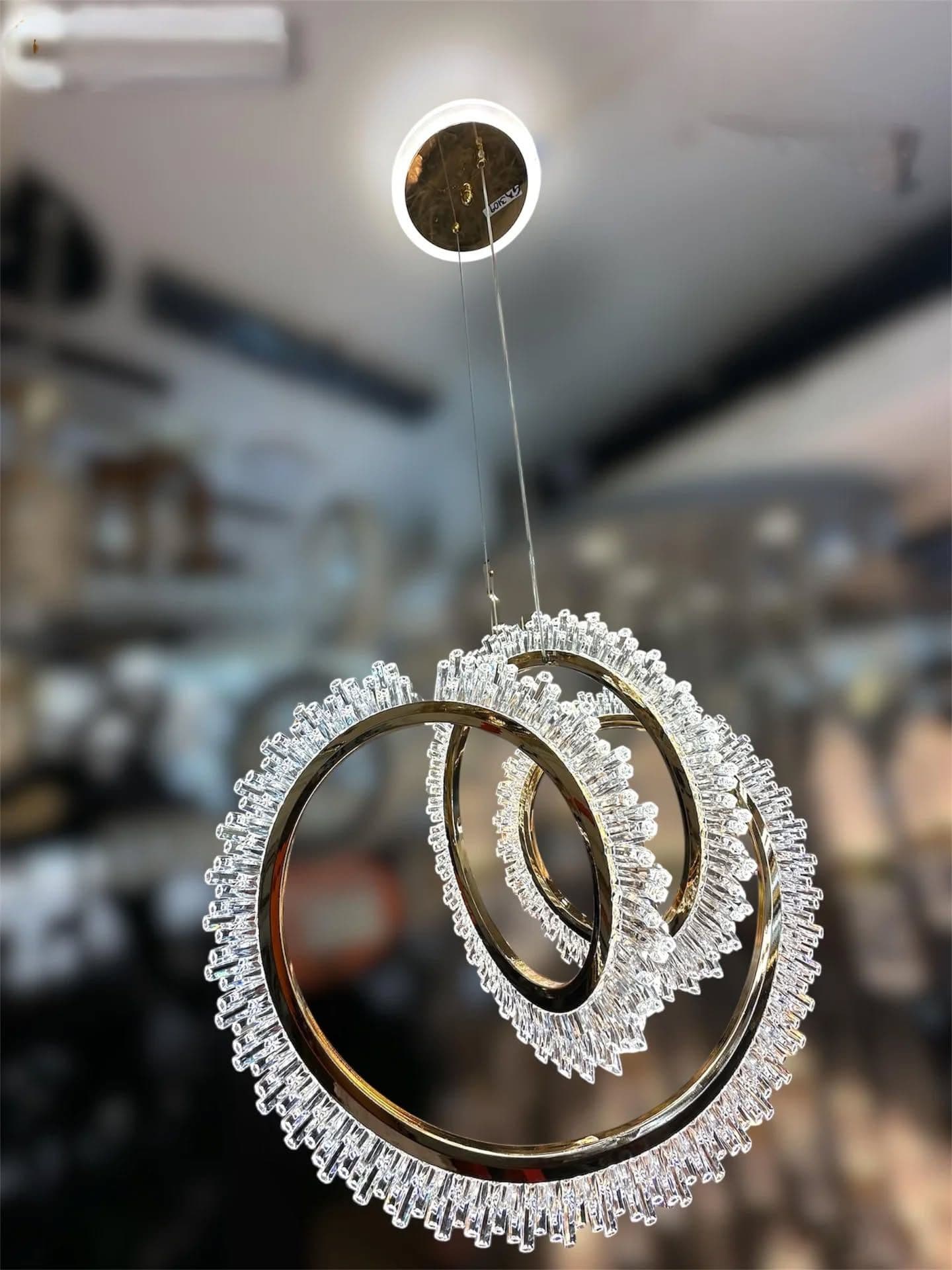 Modern Gold Crystal Ring Chandelier – Large