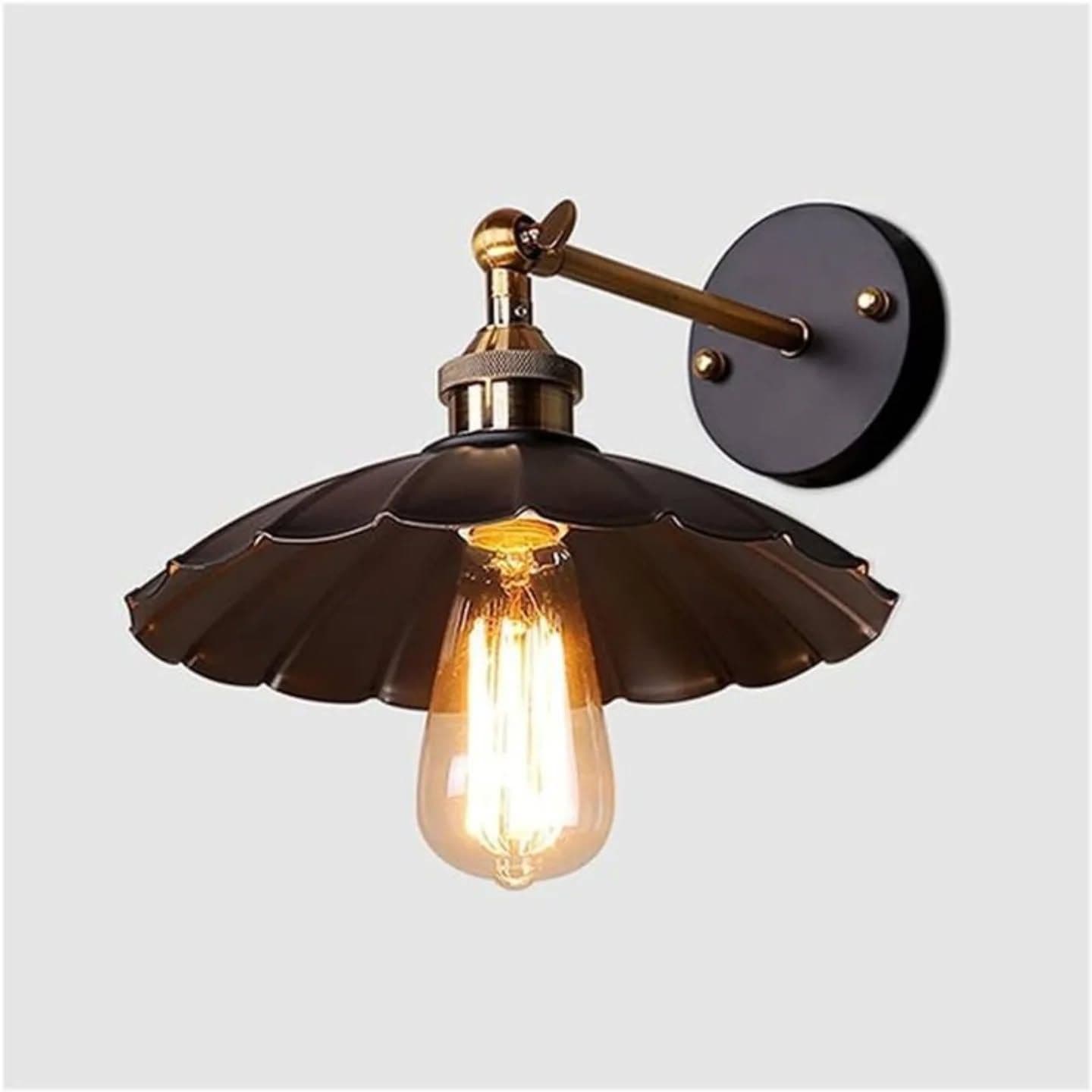 Industrial Bronze & Black Scalloped Wall Light