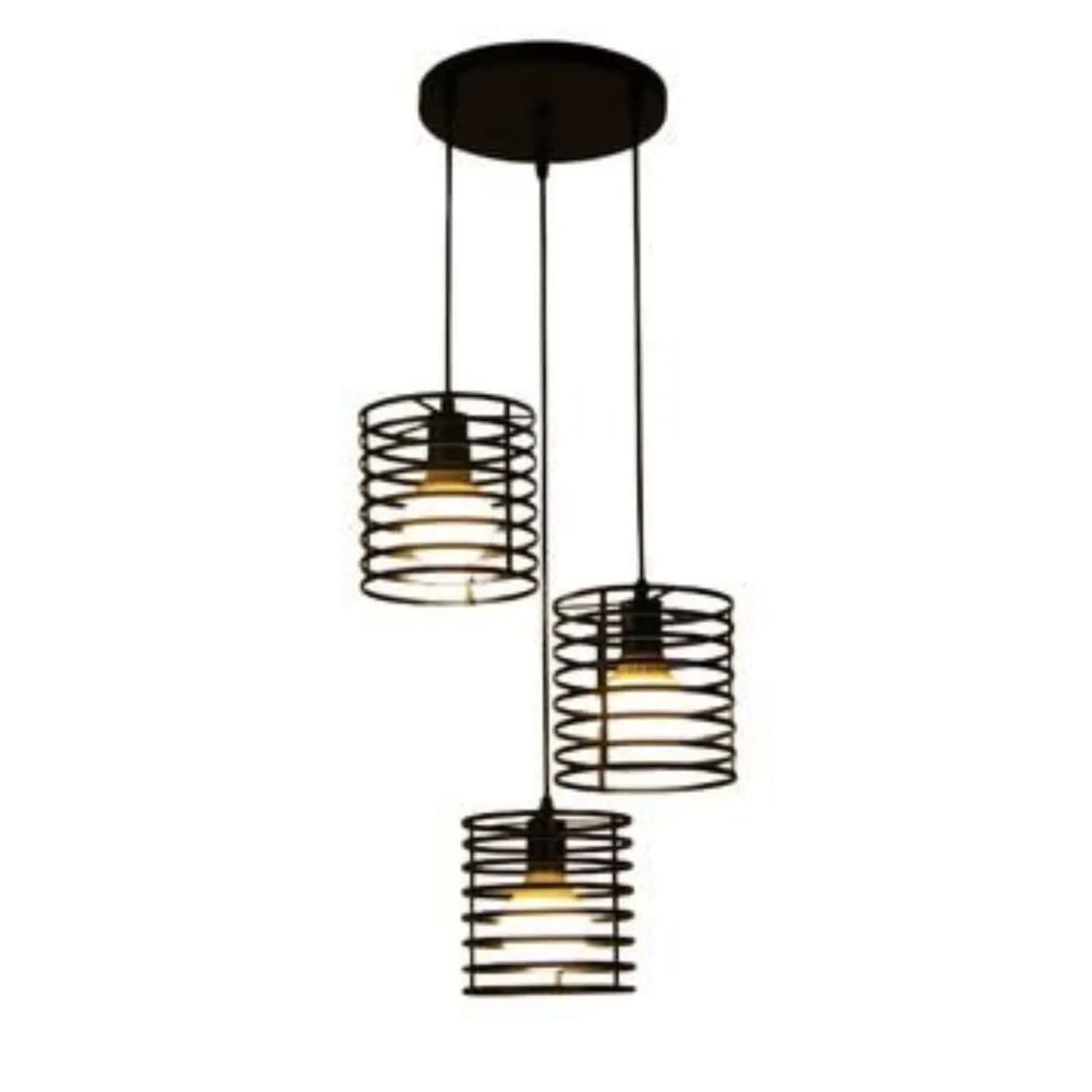 Industrial Black Metal Spiral Pendant Light