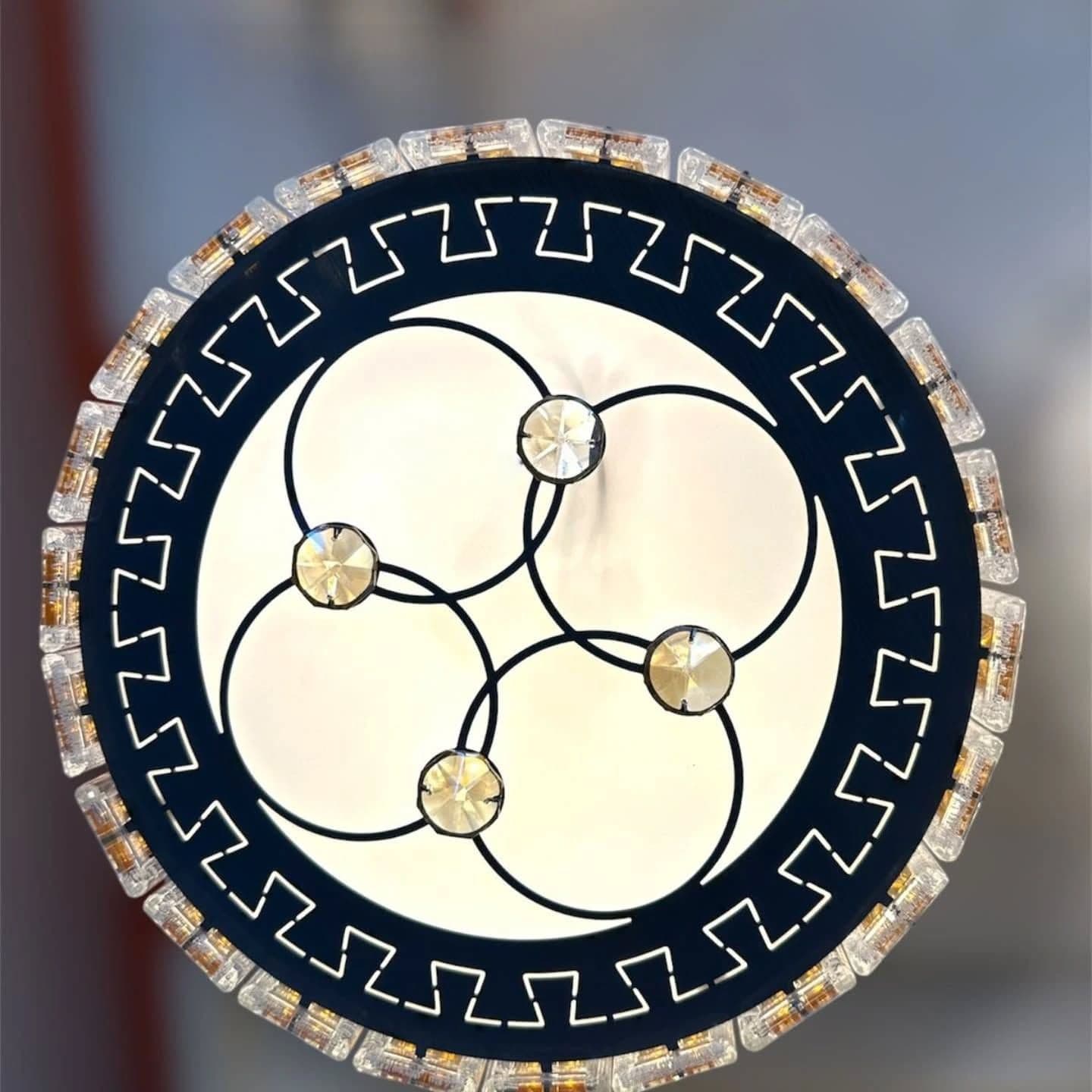 Modern Black Geometric Crystal Chandelier with Integrated LEDs