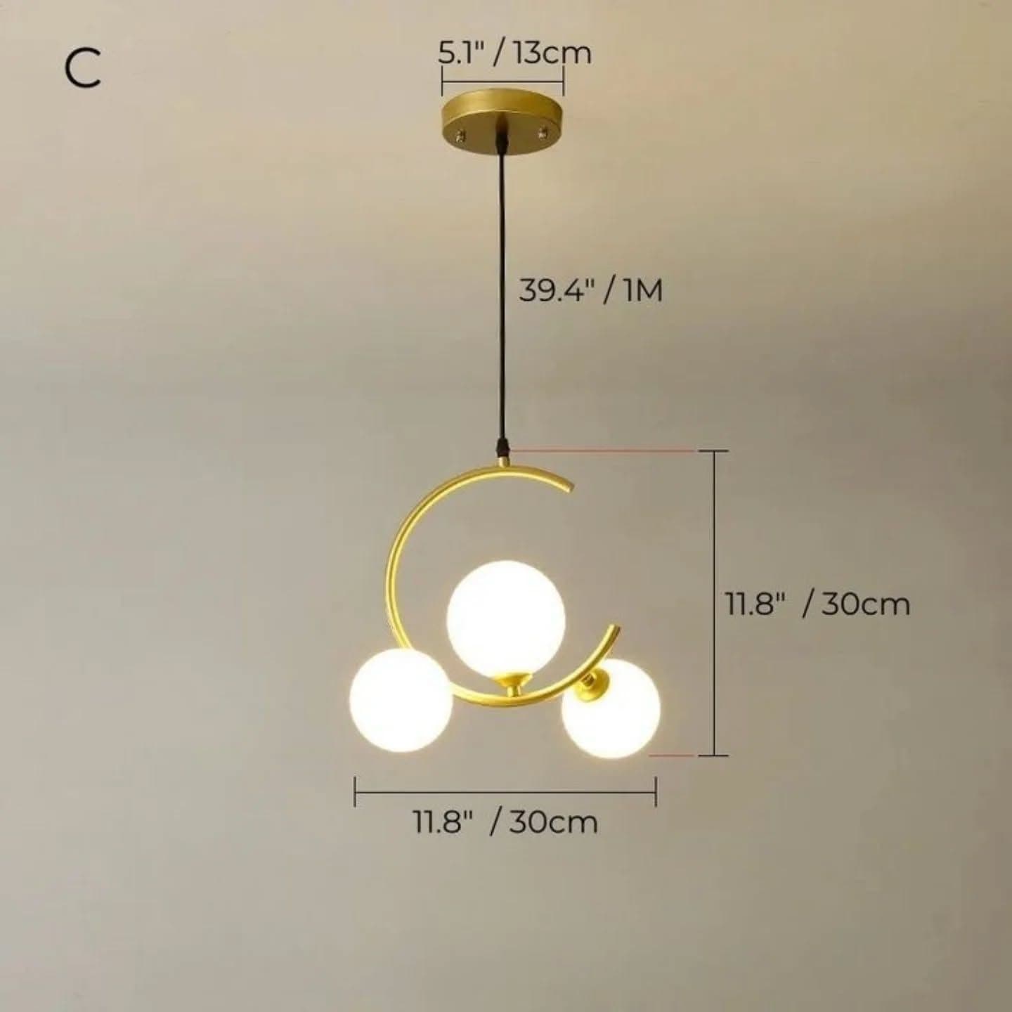 Modern 3-Bulb Gold Pendant Light with Globe Shades
