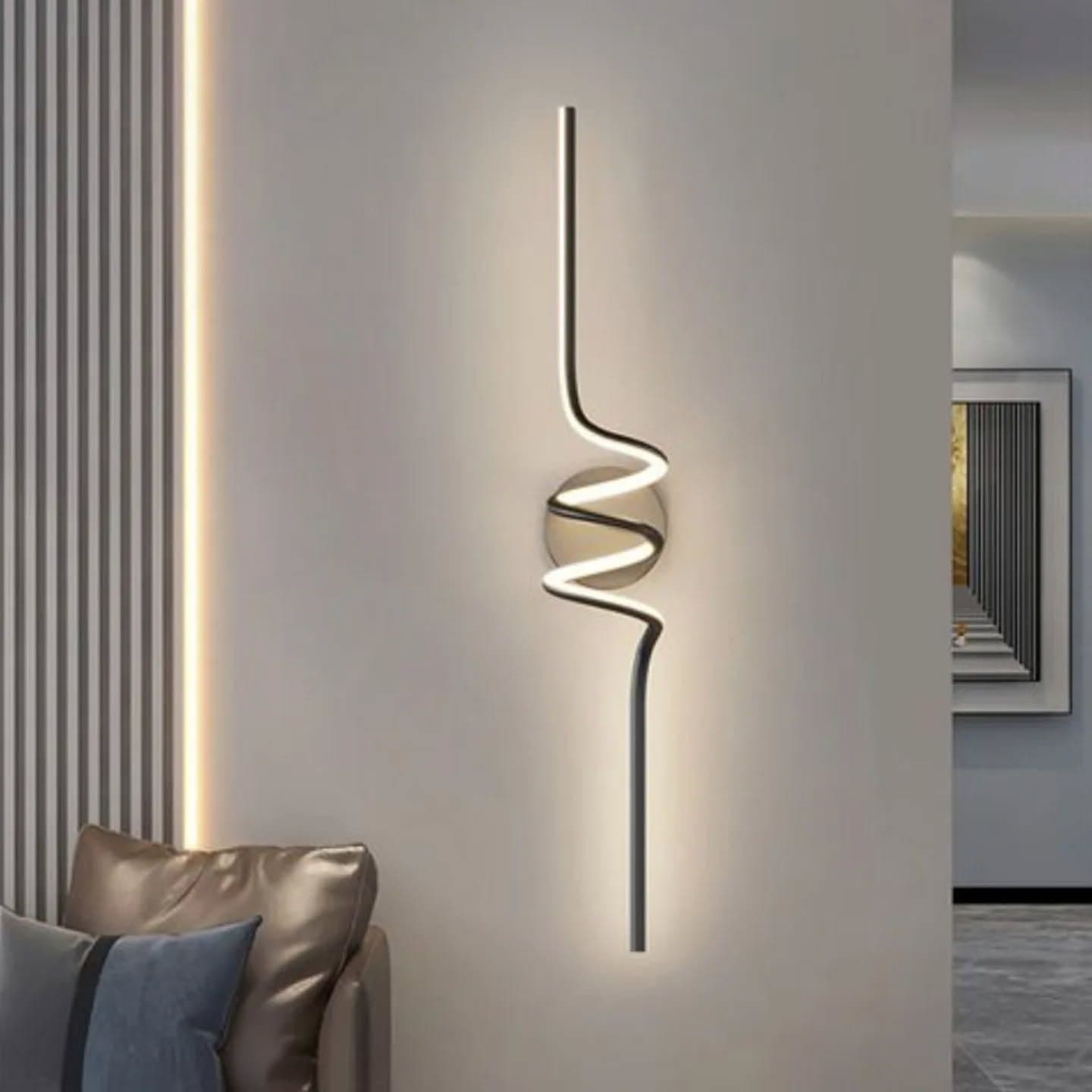 Modern Black and White Spiral LED Wall Light