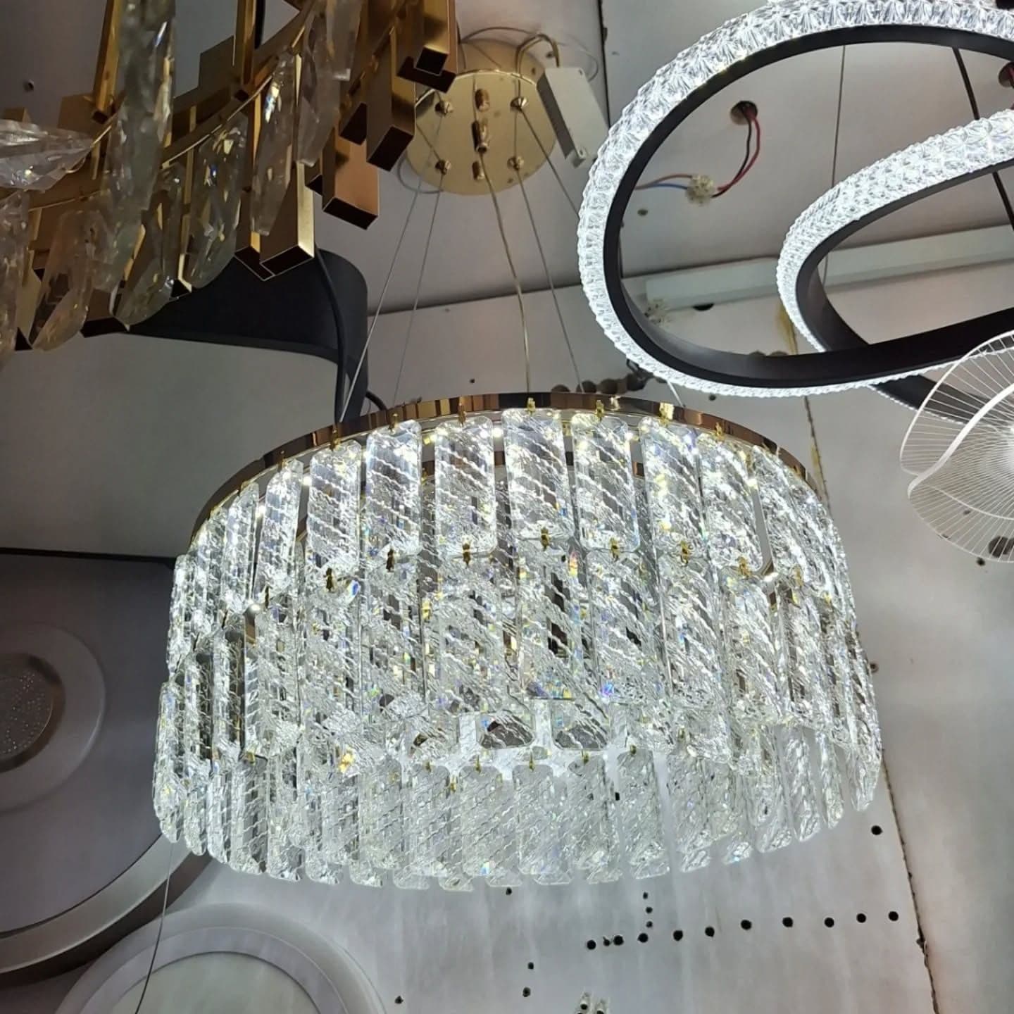 Luxury Large Modern Gold Crystal Tiered Chandelier