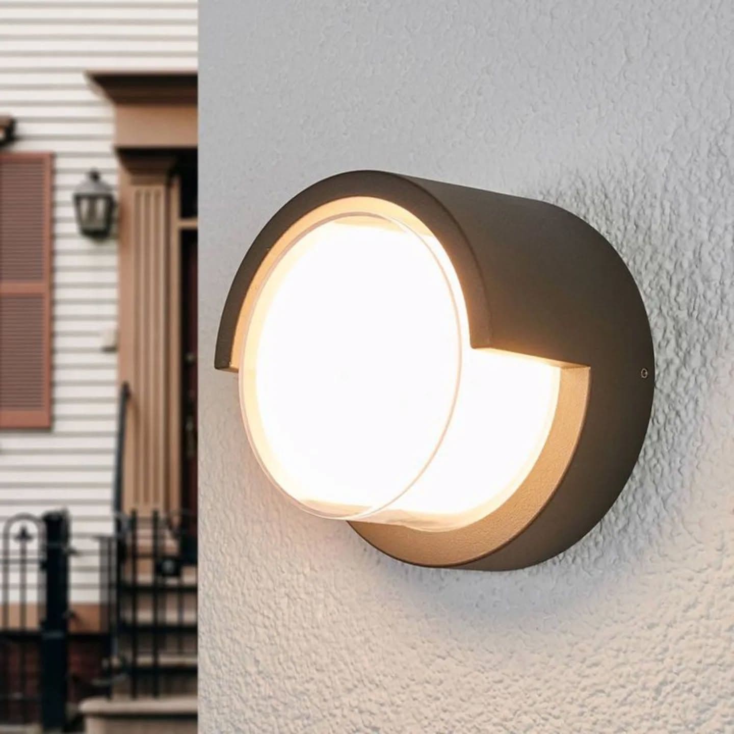 Modern Dark Grey Frosted Glass Outdoor Wall Light