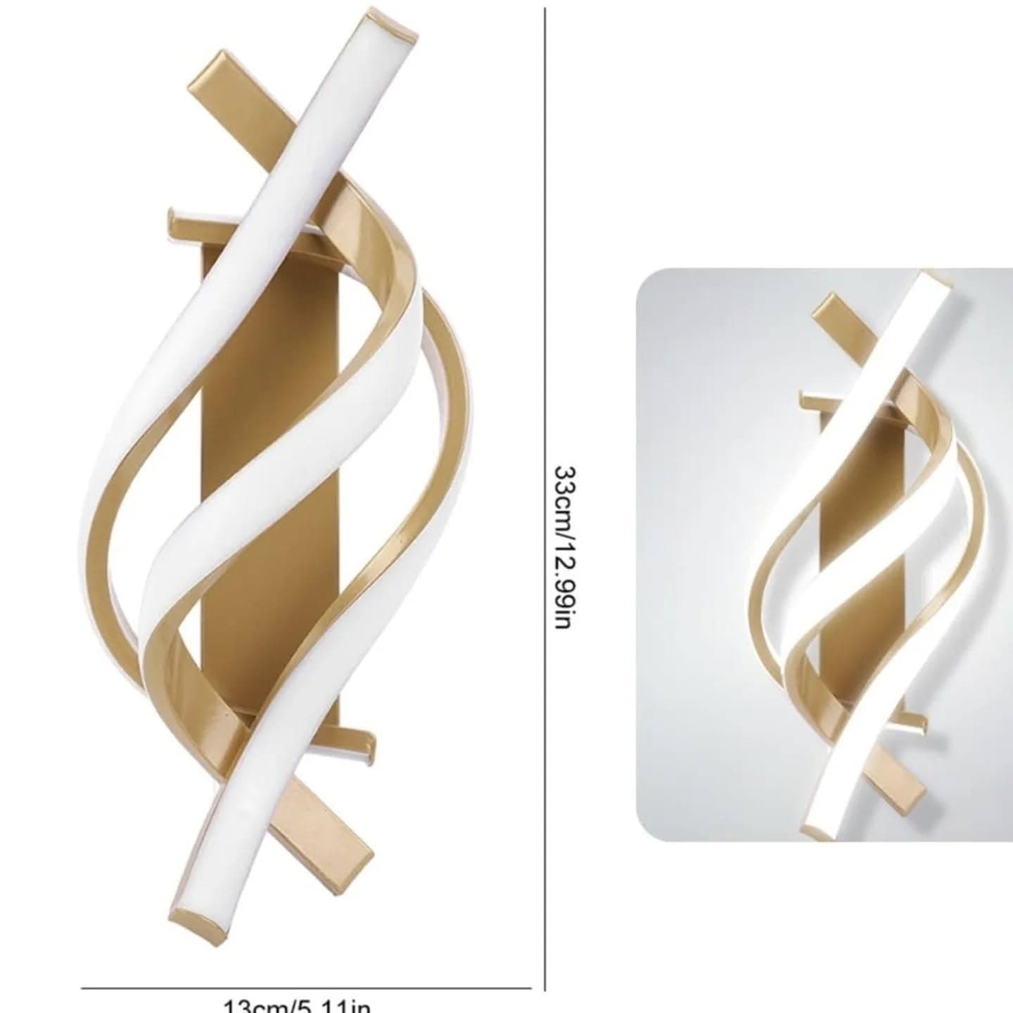 Modern Gold and White Spiral LED Wall Light