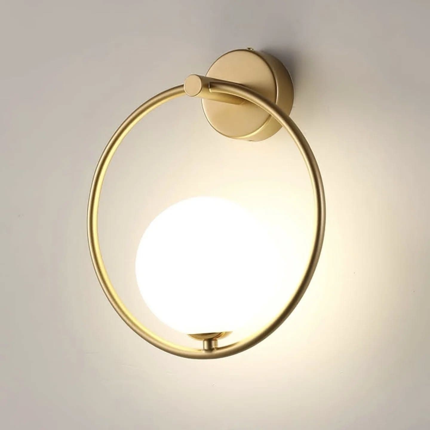 Modern Gold Circular Wall Light with Globe Shade