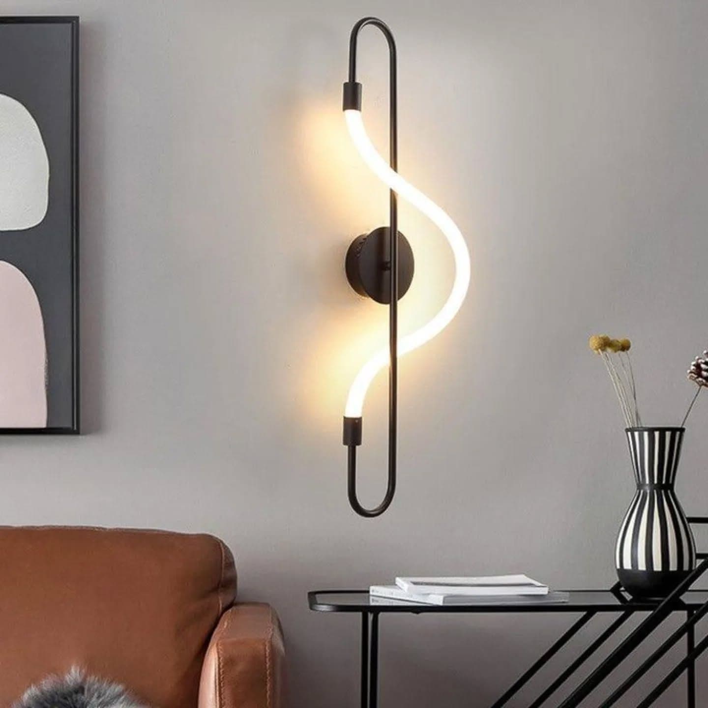 Modern Black LED Curved Wall Light