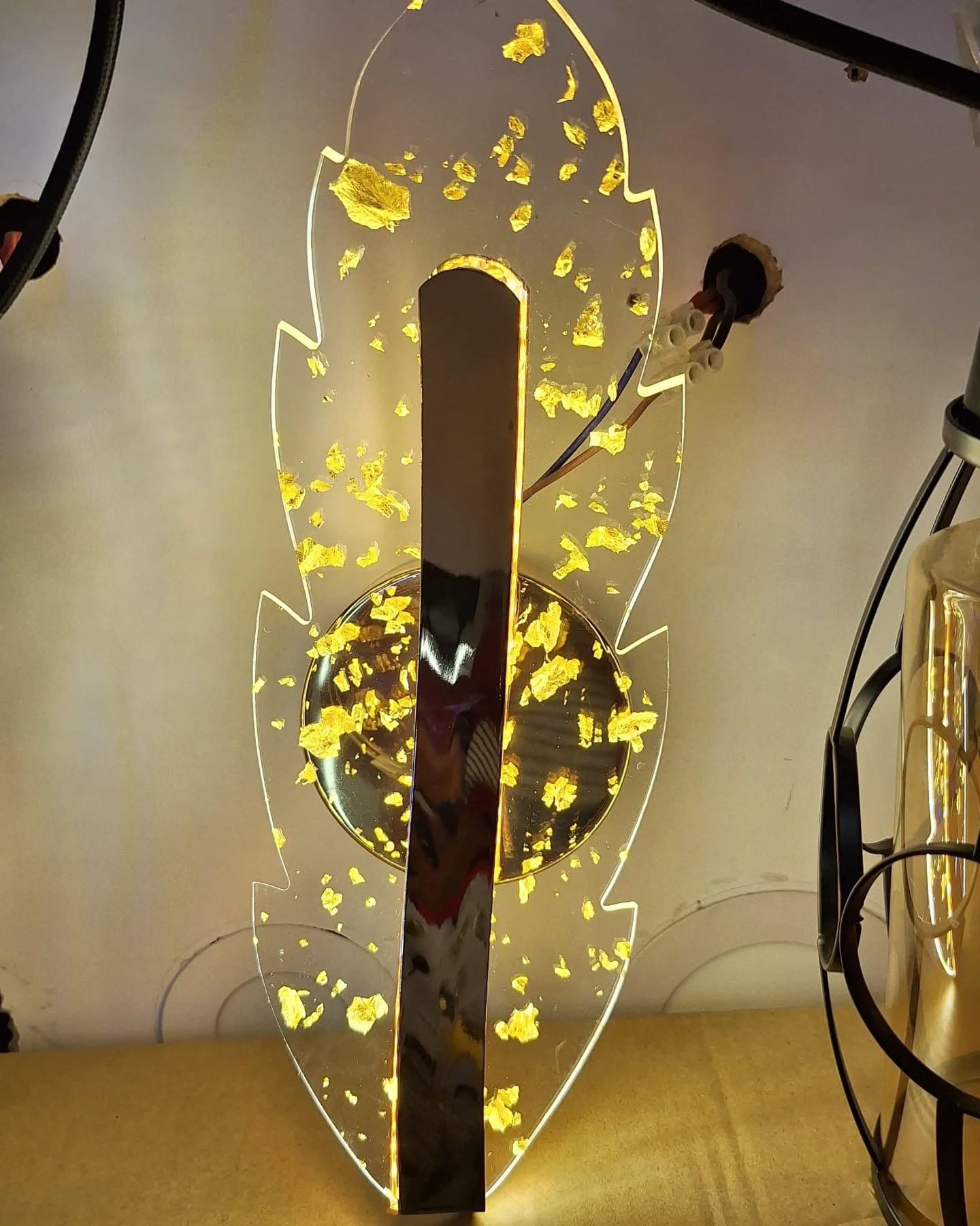 Modern Gold Leaf Feather LED Wall Light