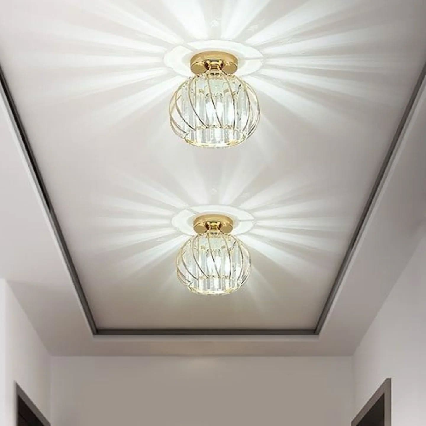 Small Modern Gold Crystal Cage Chandelier