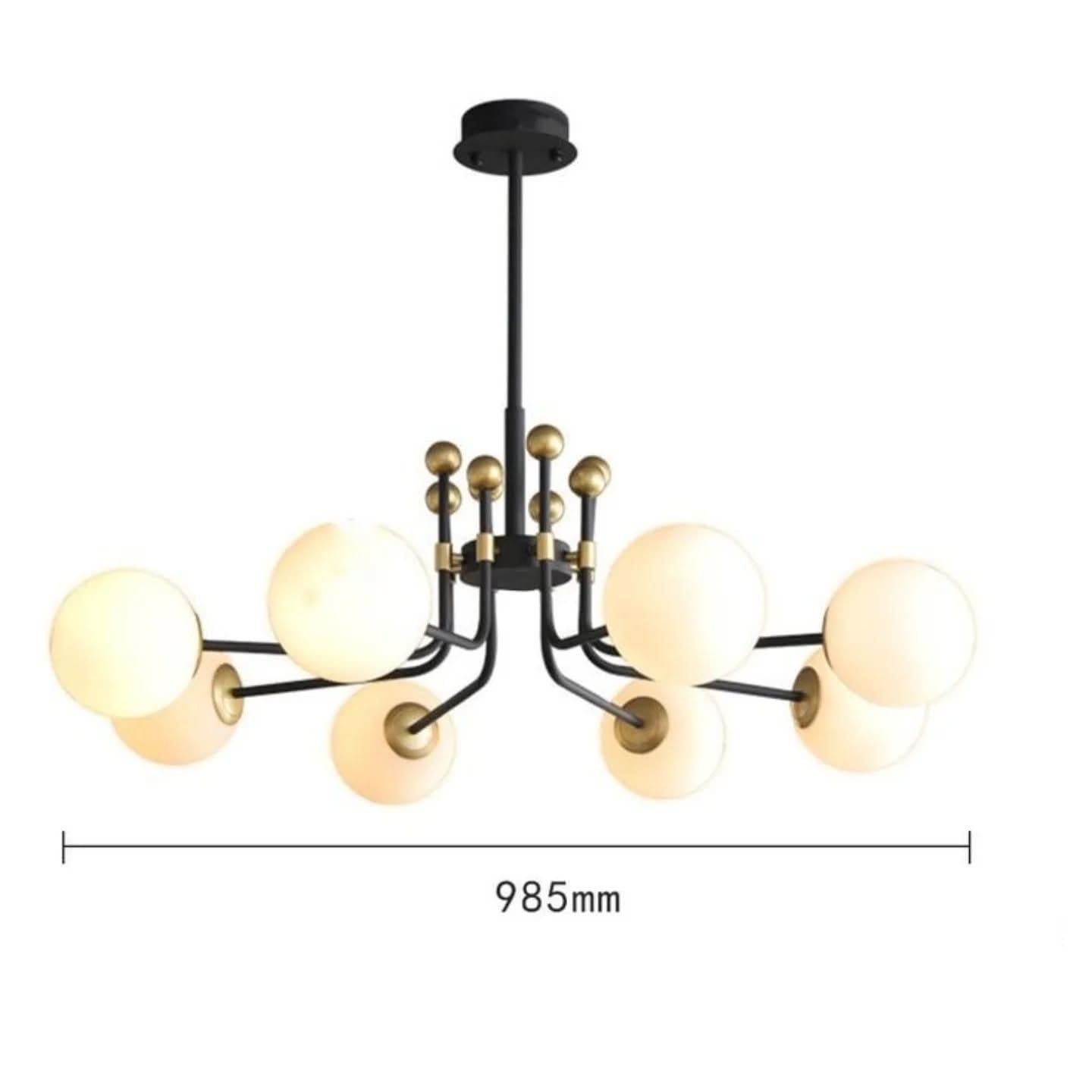 Modern Oversized 8-Light Black Metal Globe Chandelier