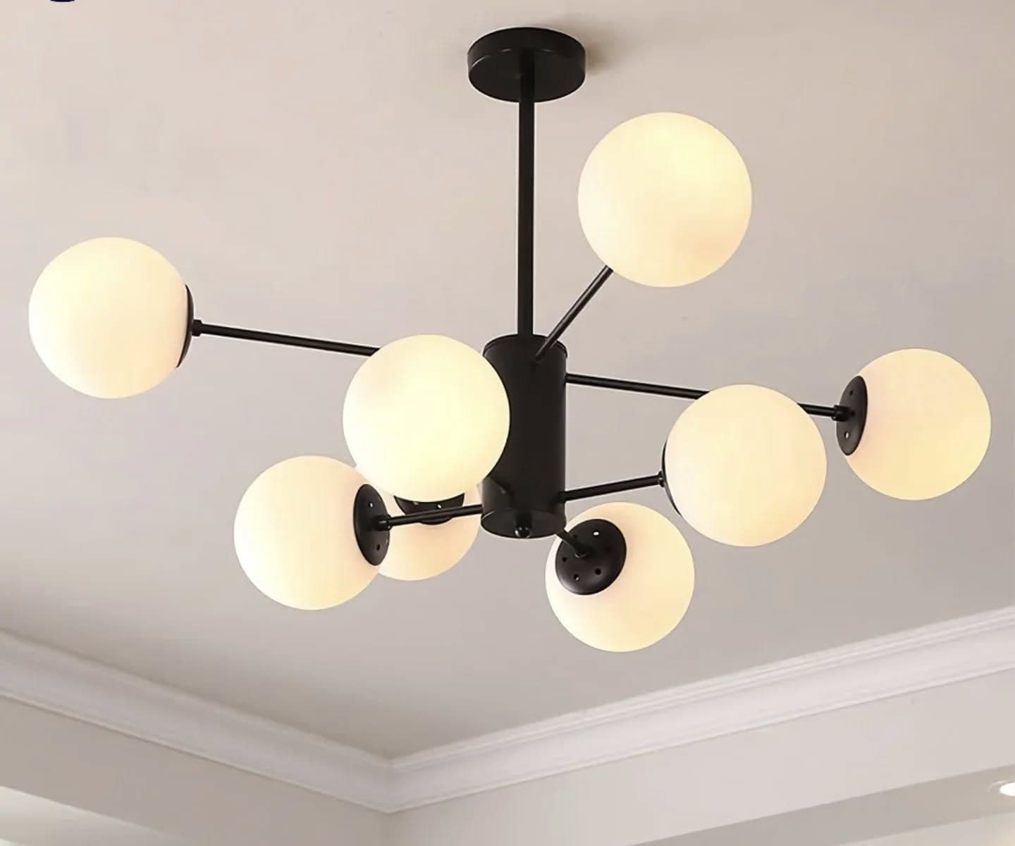 Modern Matte Black 8-Globe Chandelier