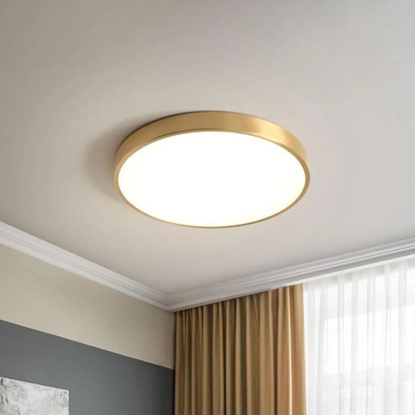 Modern Gold Flush Mount Ceiling Light with Integrated LEDs