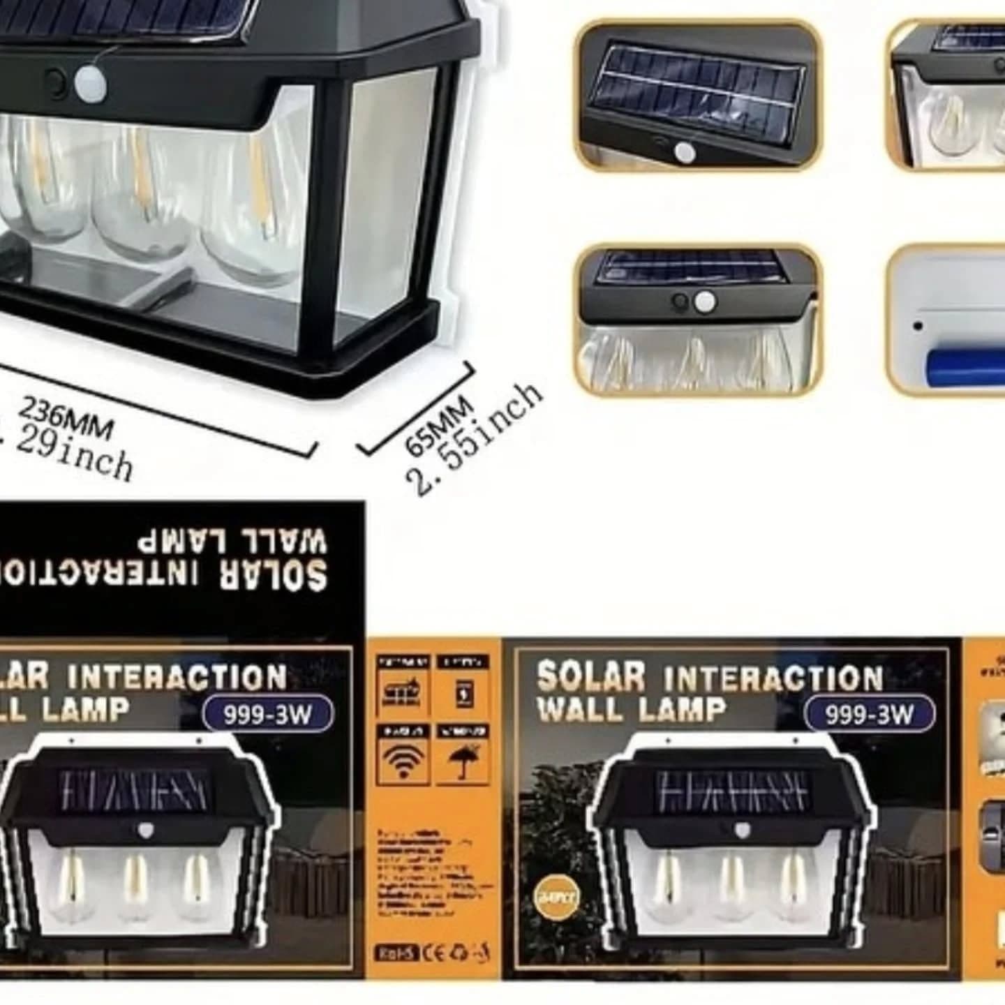 Modern Solar-Powered Outdoor Wall Light with Motion Sensor - Black & Clear