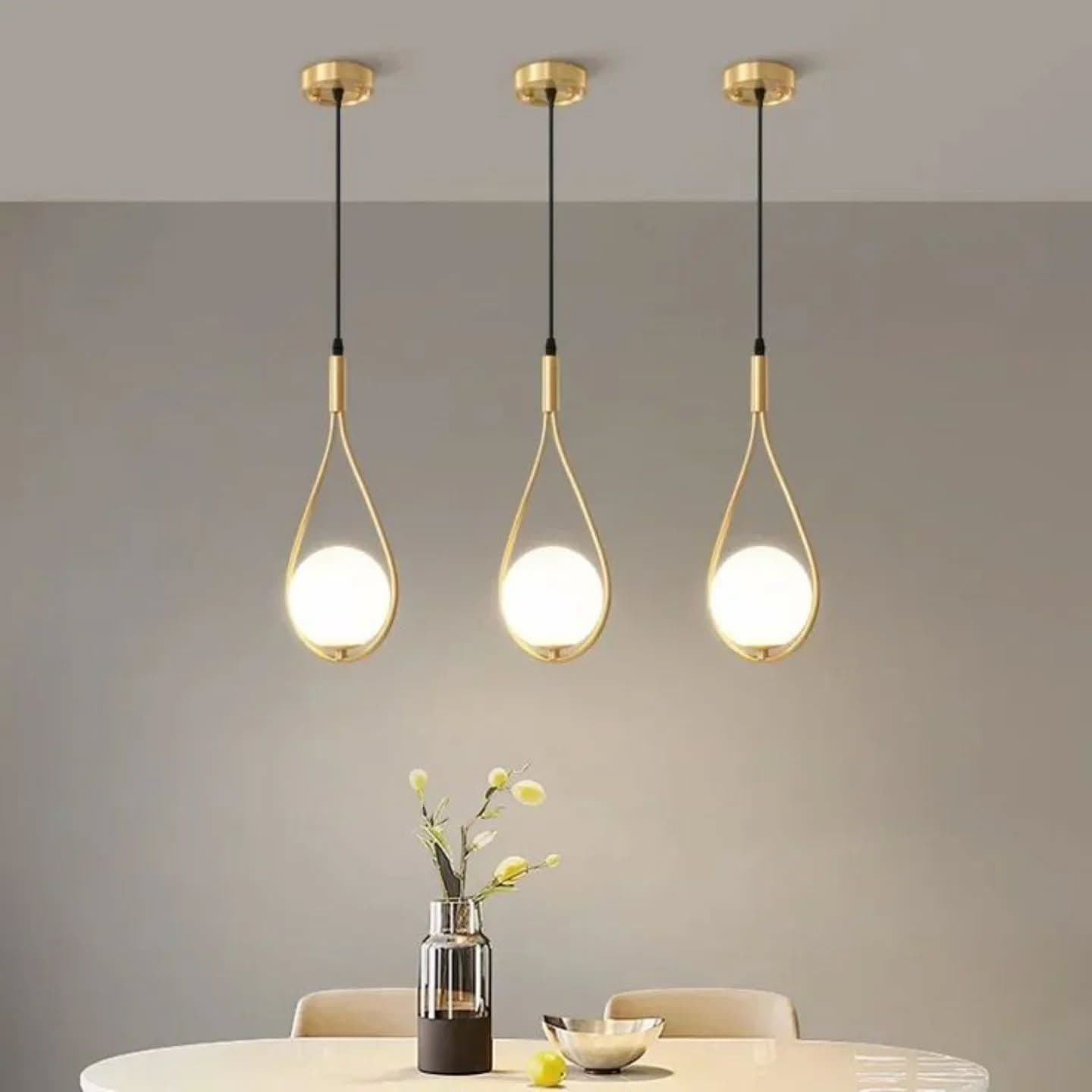 Modern Gold Teardrop Pendant Light with Globe Shade