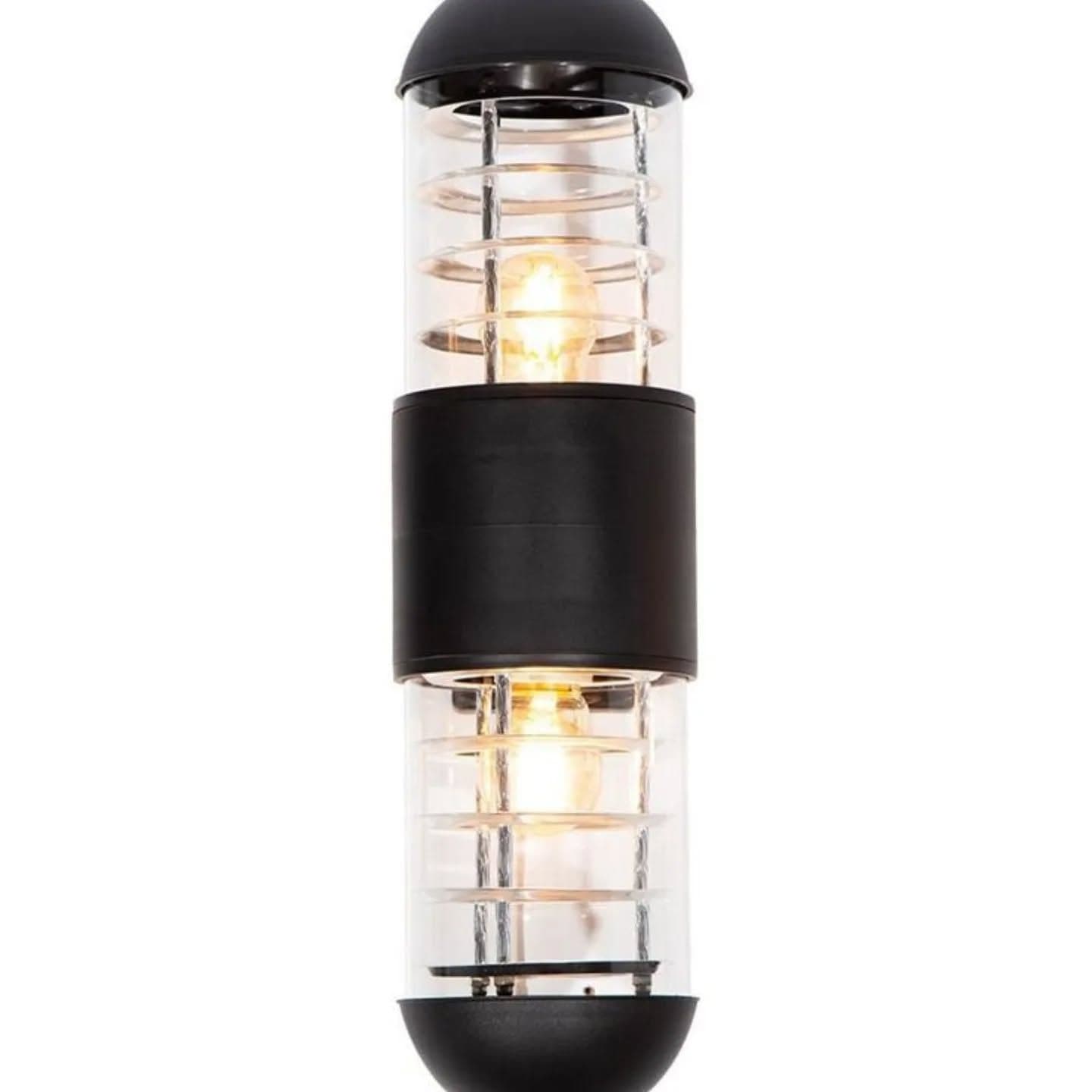 Modern Black Double Outdoor Wall Light with Spiral Accents