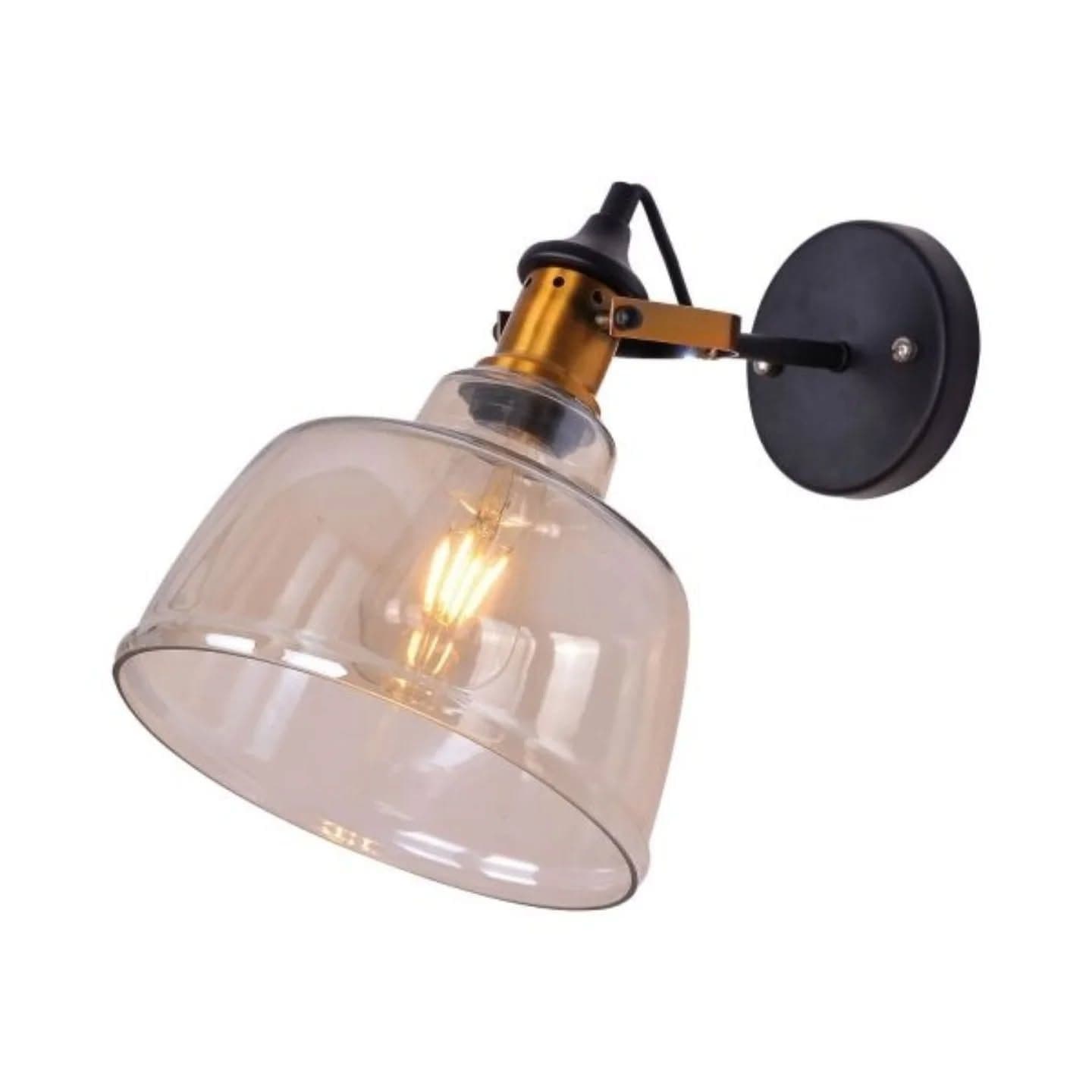 Industrial Amber Glass Wall Light with Vintage Bulb