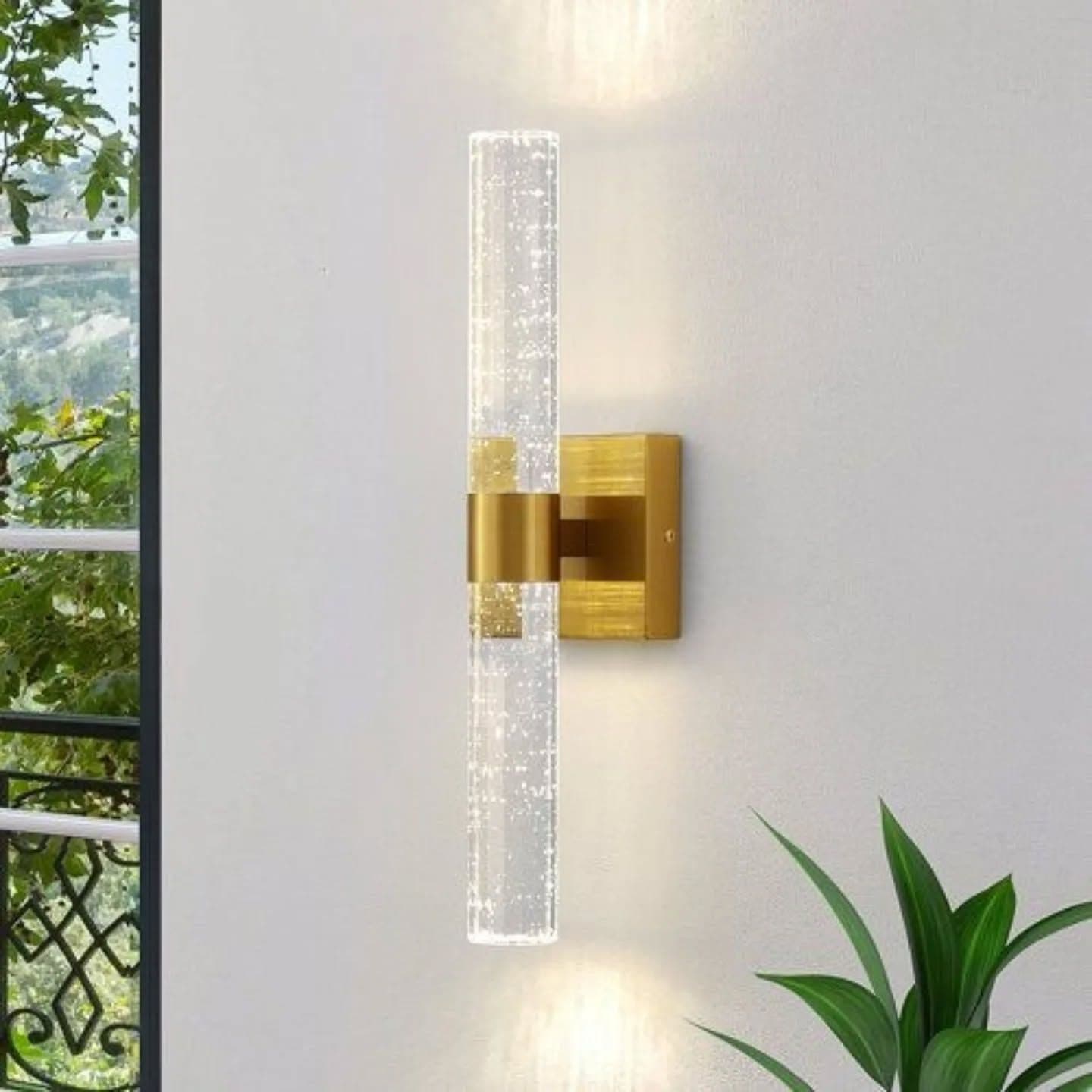 Modern Gold Bubble Glass Outdoor Wall Light
