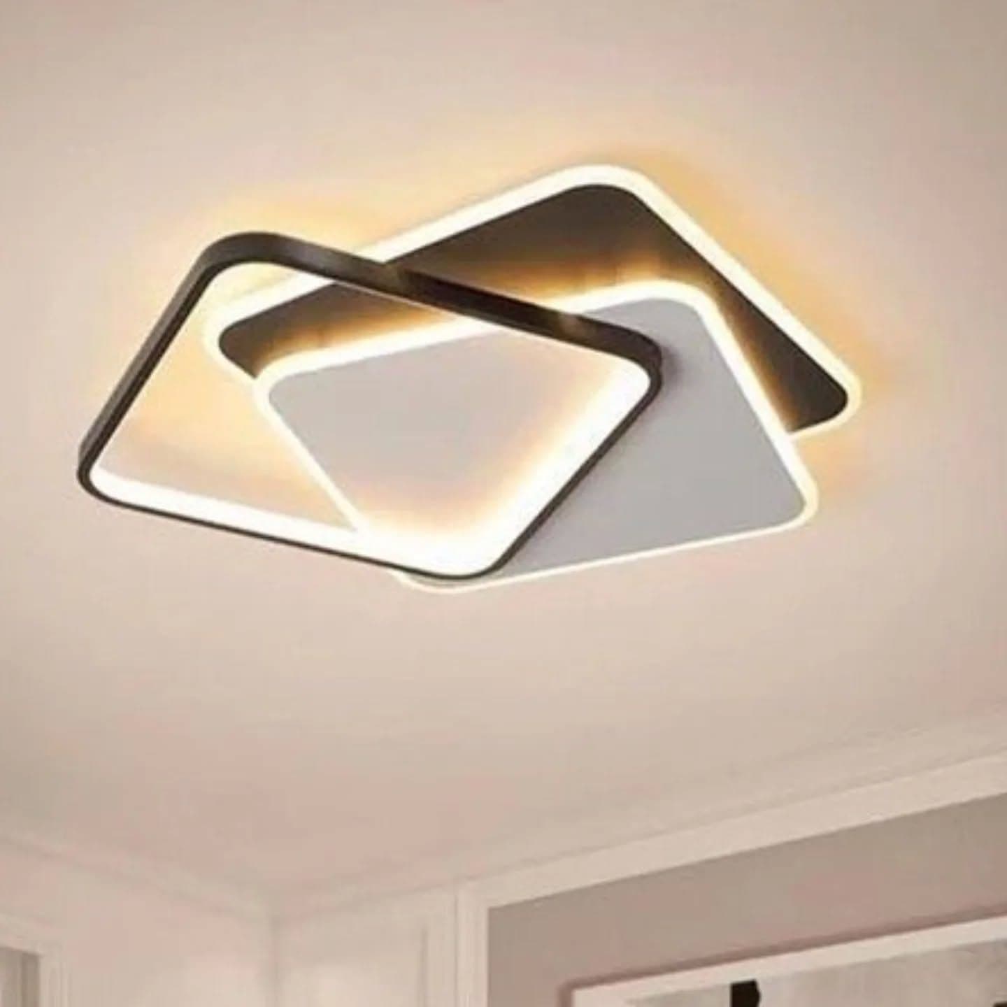 Modern Black & White Geometric LED Chandelier