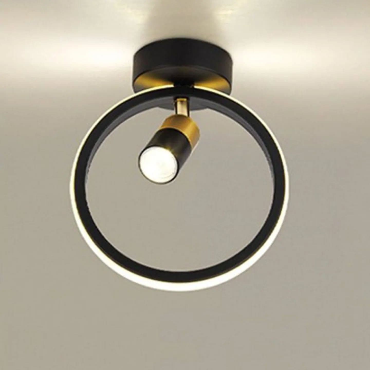 Modern Black and Gold LED Ring Spotlight