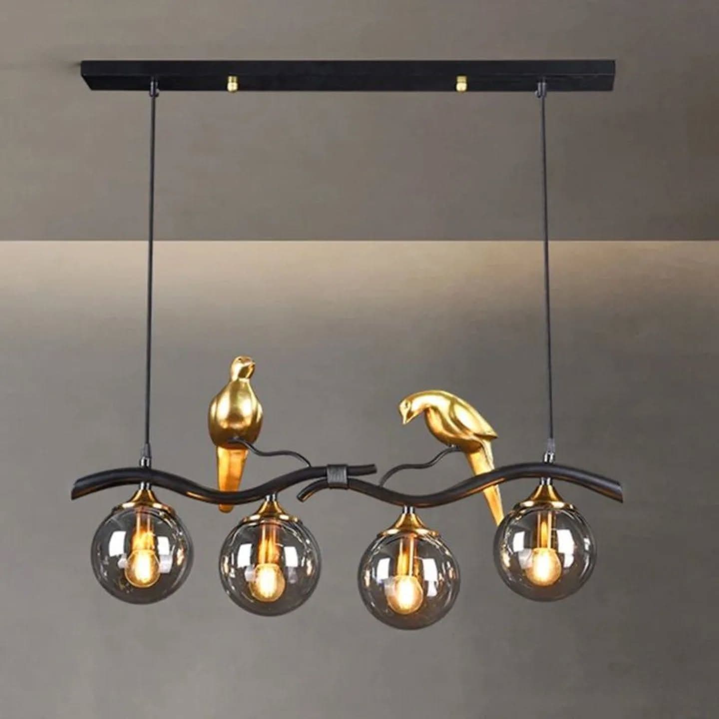 Modern Gold & Black Decorative Bird Pendant Light