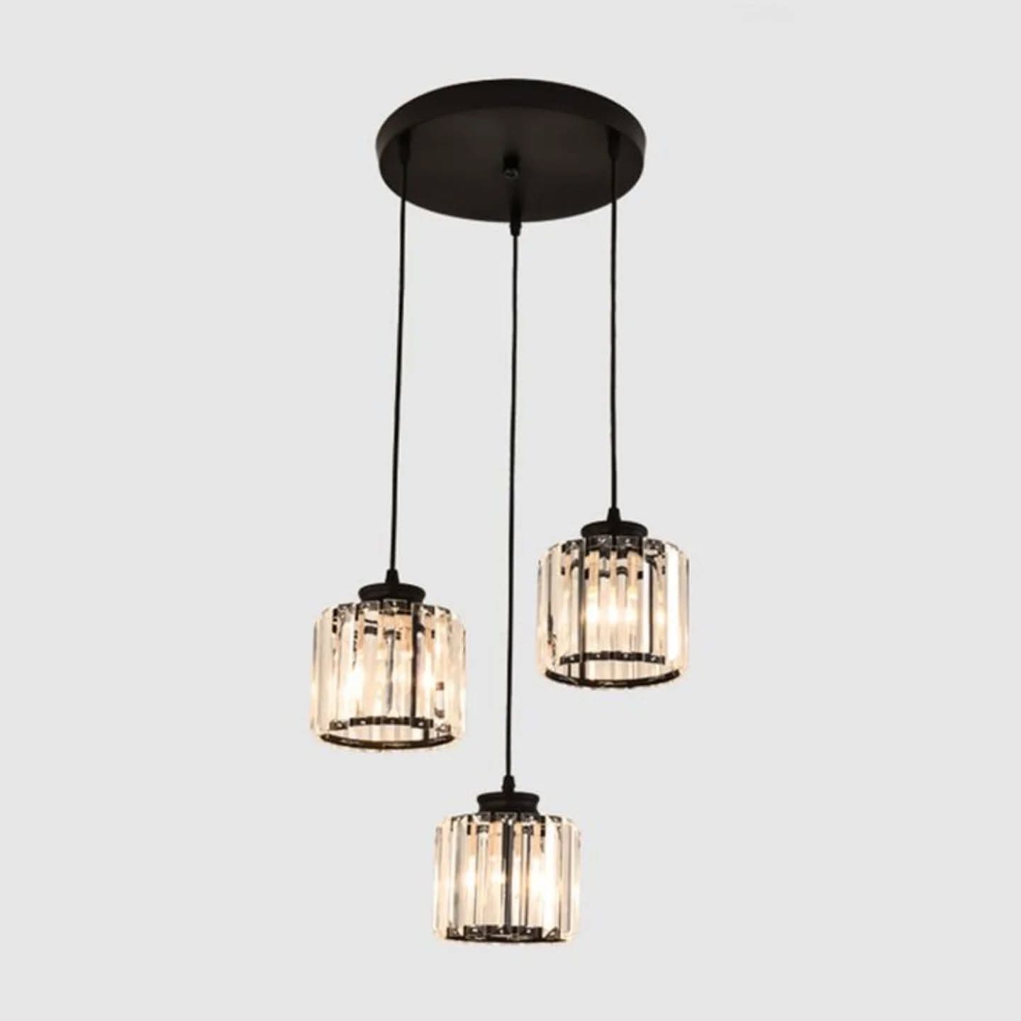Modern Black Crystal 3-in-1 Pendant Light
