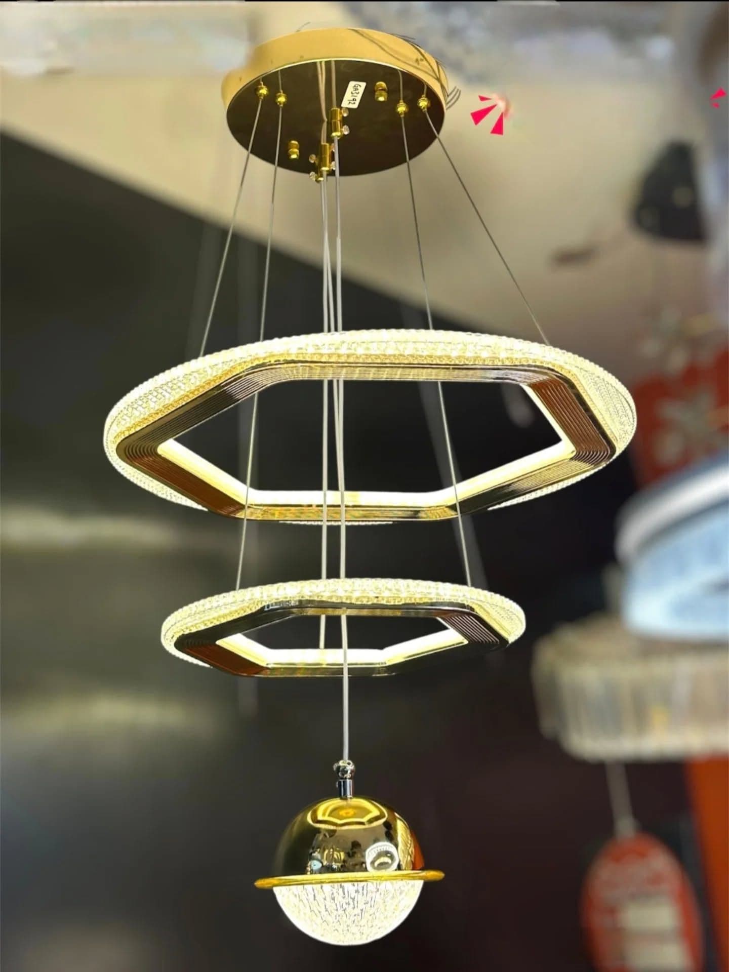 Modern Gold Crystal Geometric Chandelier