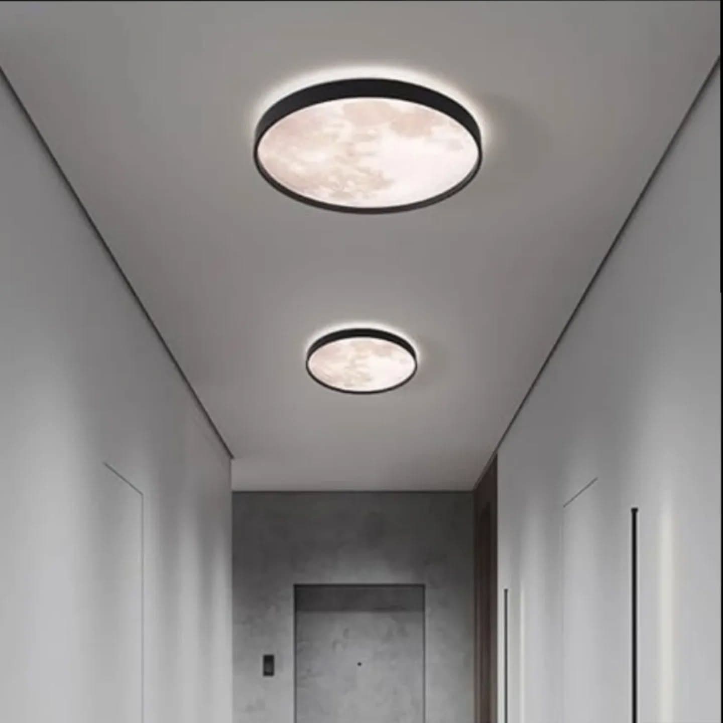 Modern Black Moon-Like LED Downlighter - Medium