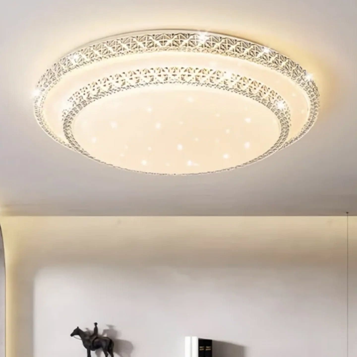 Modern White and Silver Starry Sky LED Chandelier