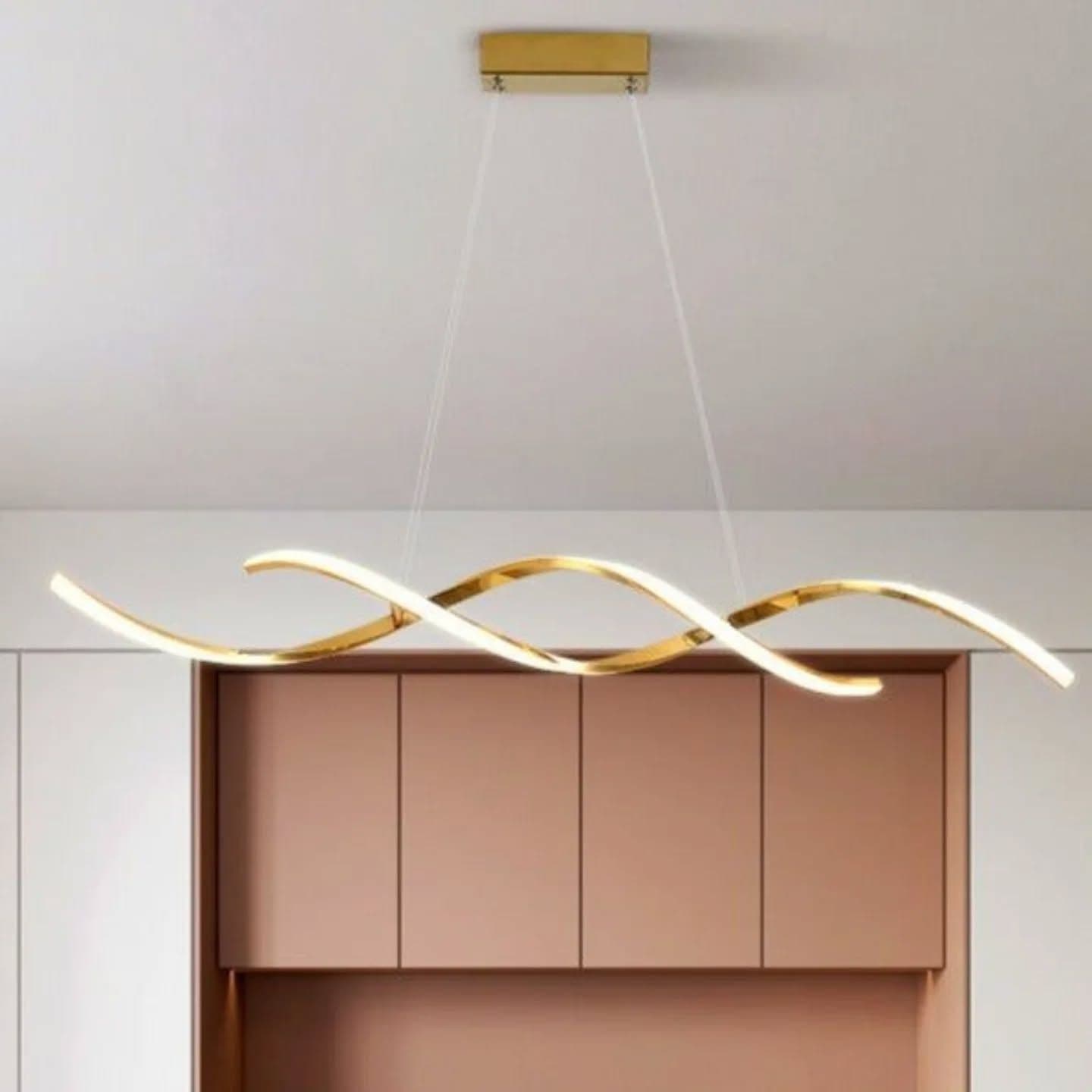 Modern Gold Spiral Pendant Light with Integrated LEDs