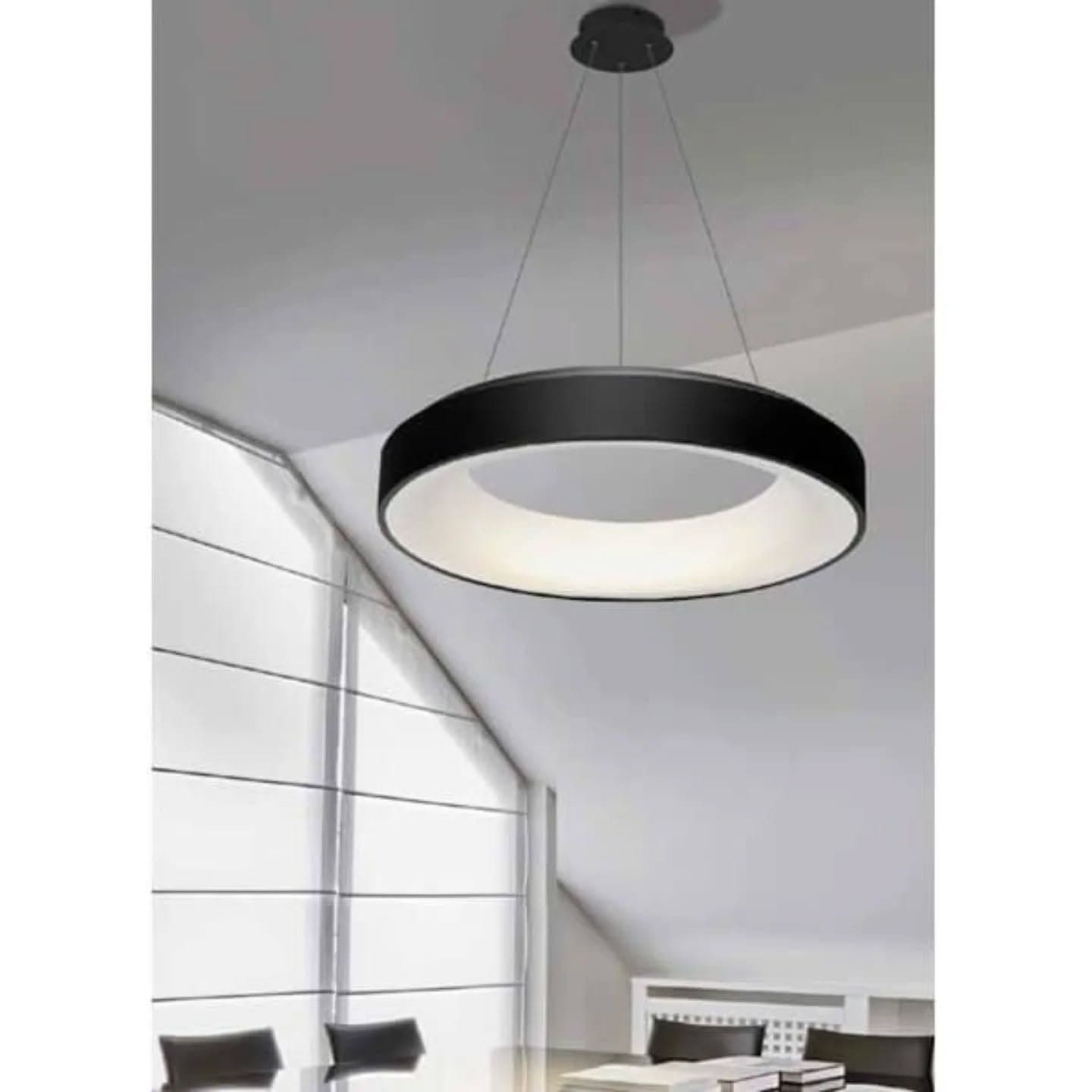 Modern Black & White Oversized LED Ring Pendant Light