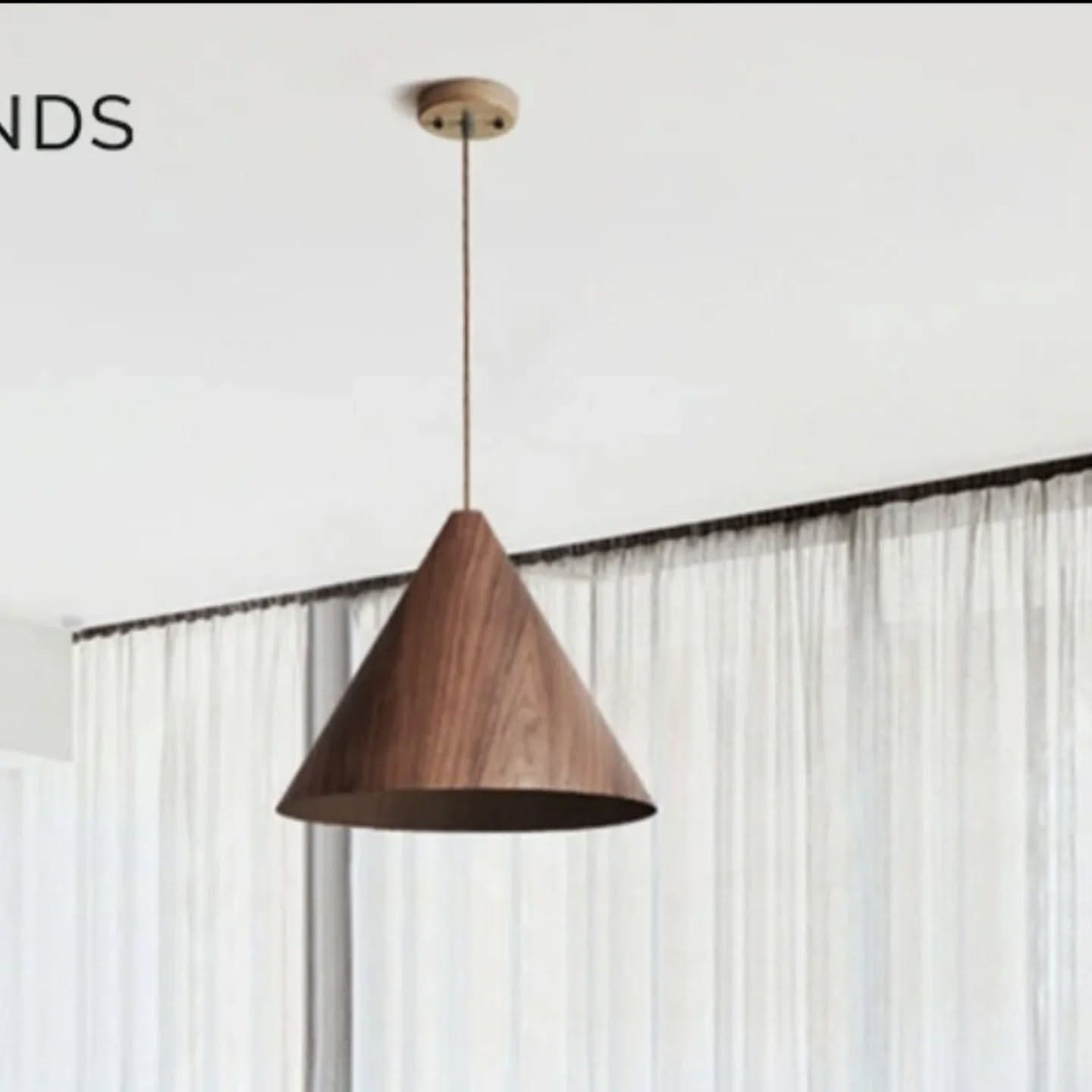 Modern Brown Wooden Cone Pendant Light