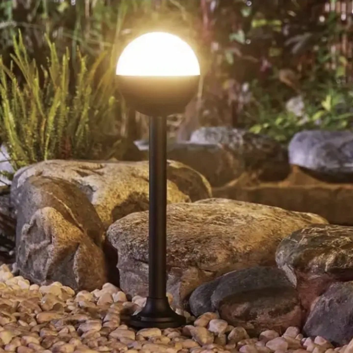 Modern Matte Black & White Round LED Garden Light