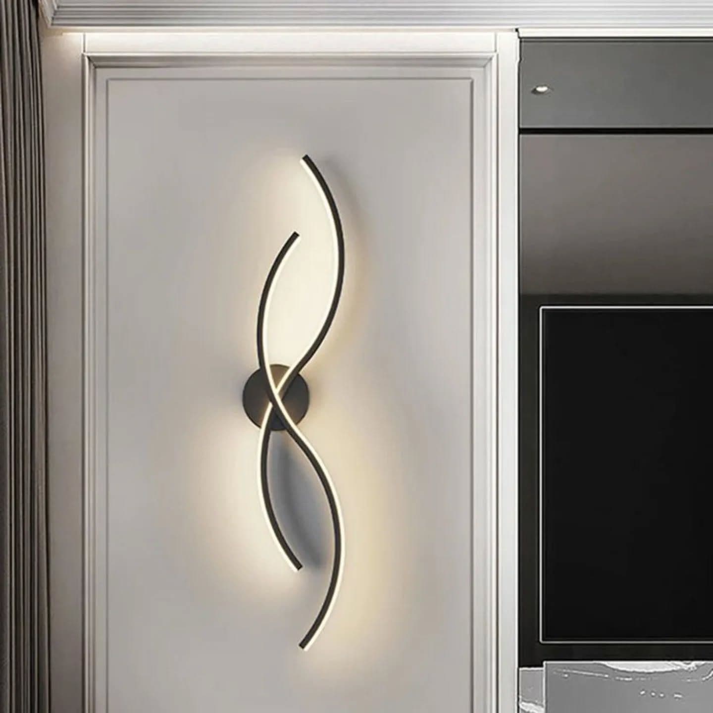 Modern Black and White Curved LED Wall Light