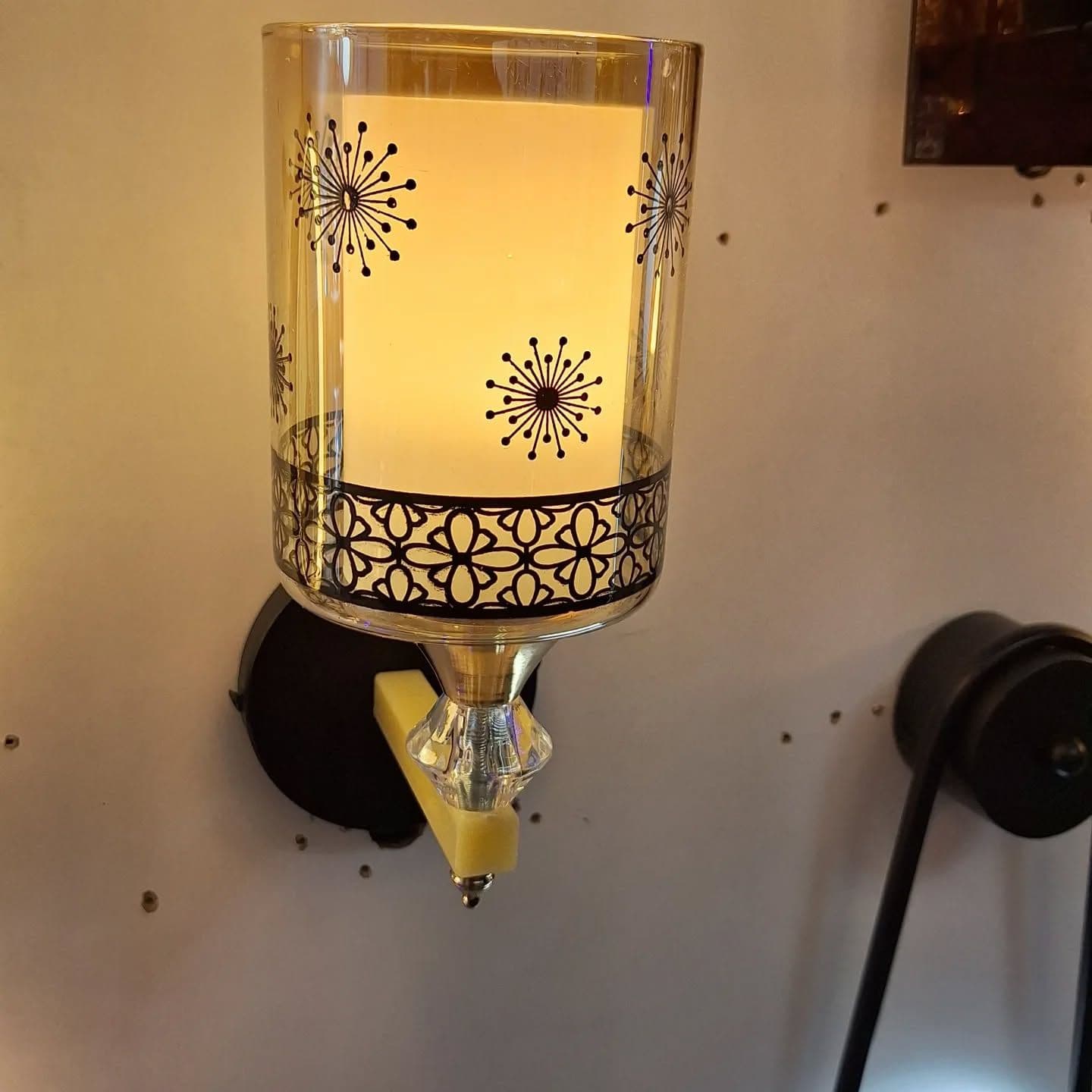 Modern Amber & Black Starburst Wall Light