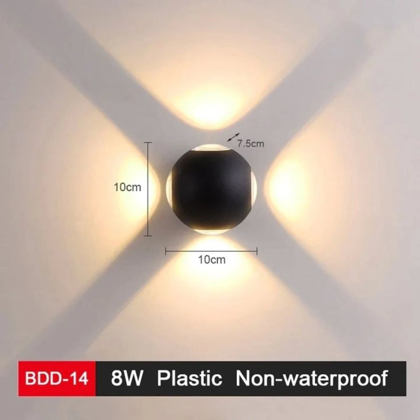 Modern Black Round Up & Down Wall Light