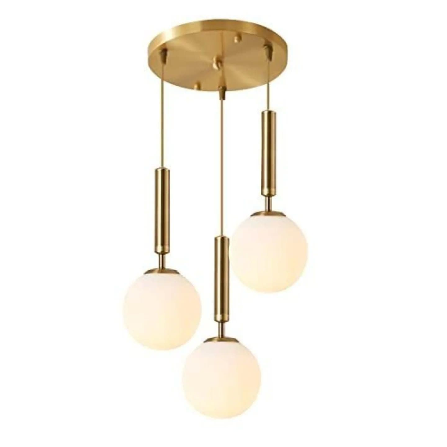 Modern Gold Brass 3-in-1 Pendant Light with Frosted Glass Globes