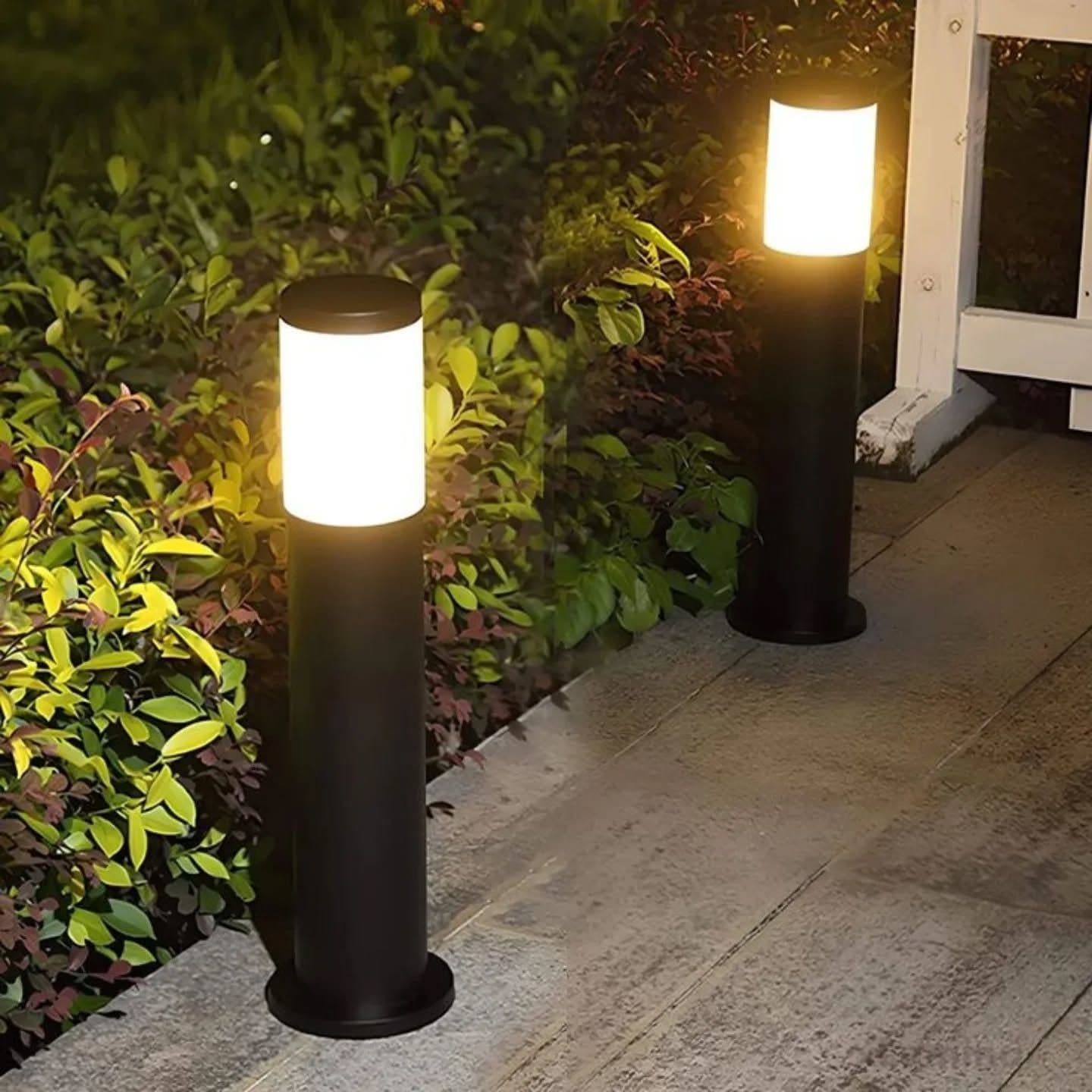 Modern Matte Black LED Bollard Pathway Light