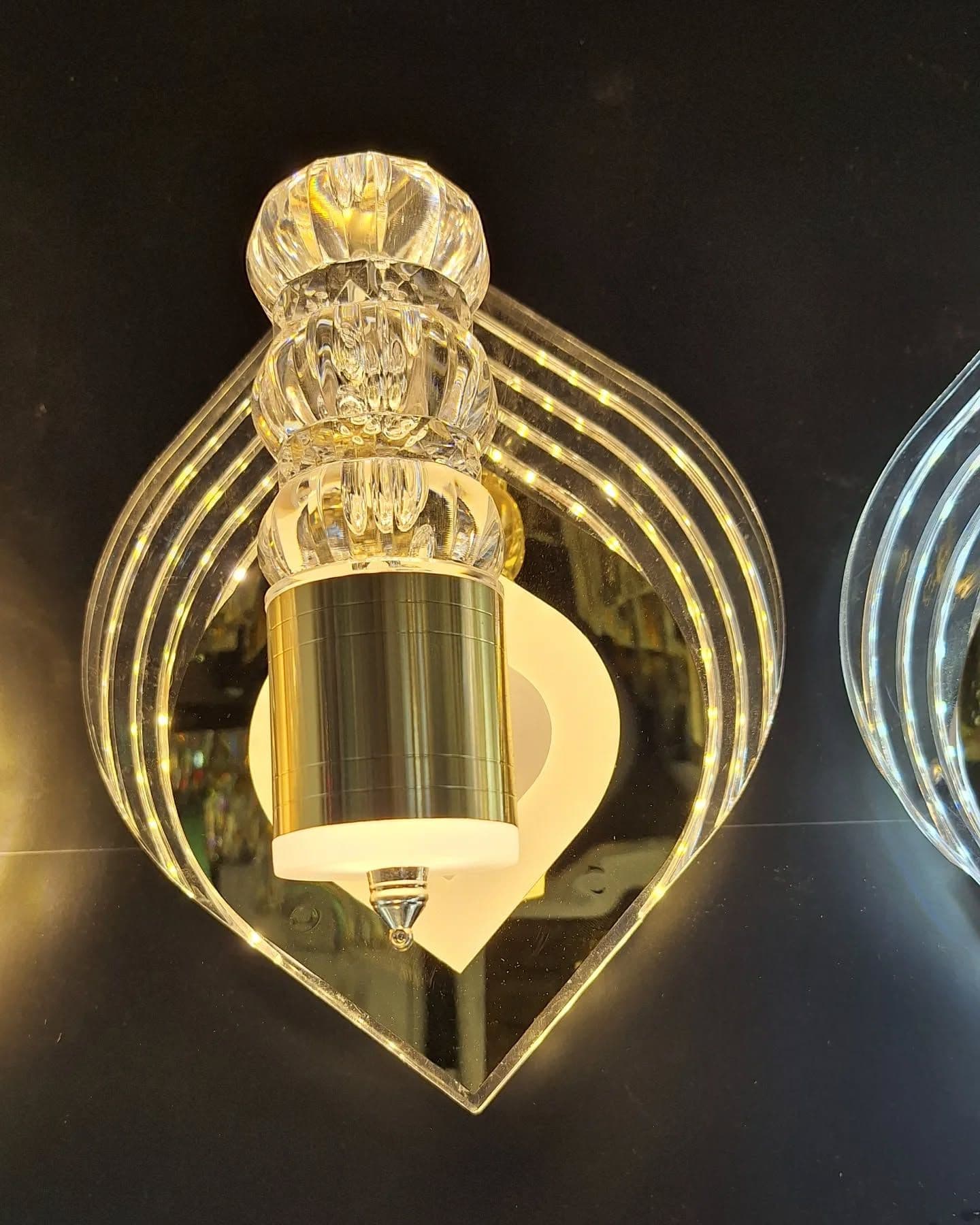 Modern Gold Crystal Wall Light with Integrated LEDs