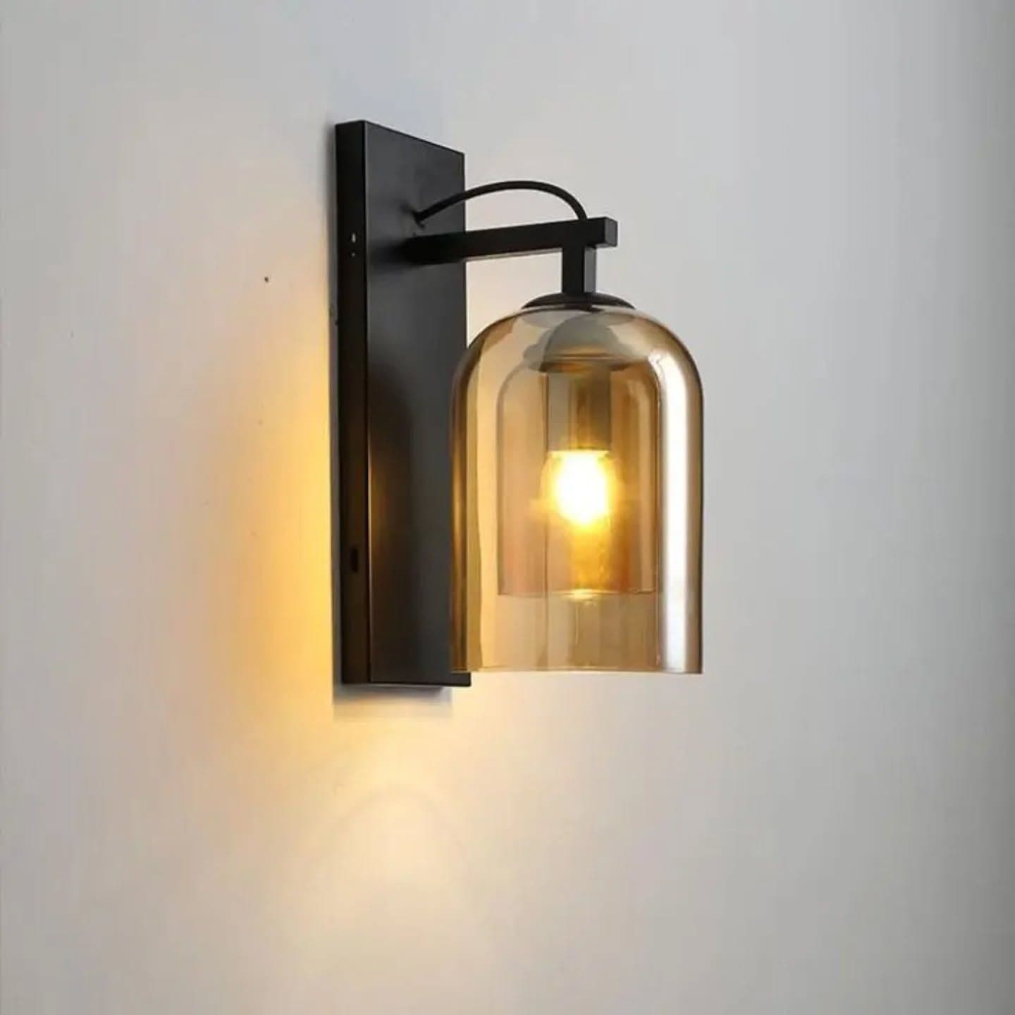 Modern Amber Glass Dome Wall Light