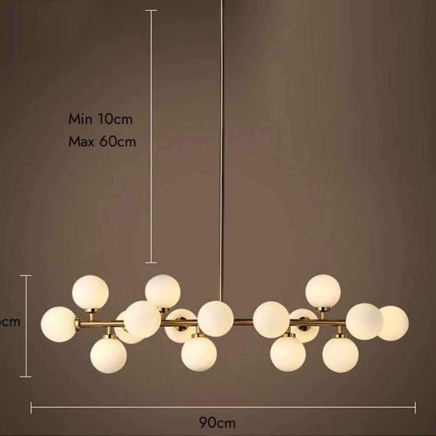 Modern 16-Bulb Gold Brass Globe Chandelier