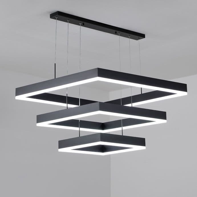 3 layered square black chandelier