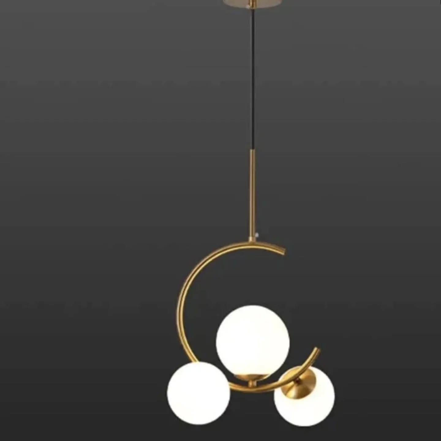 Modern Gold Brass 3-Bulb Globe Pendant Light