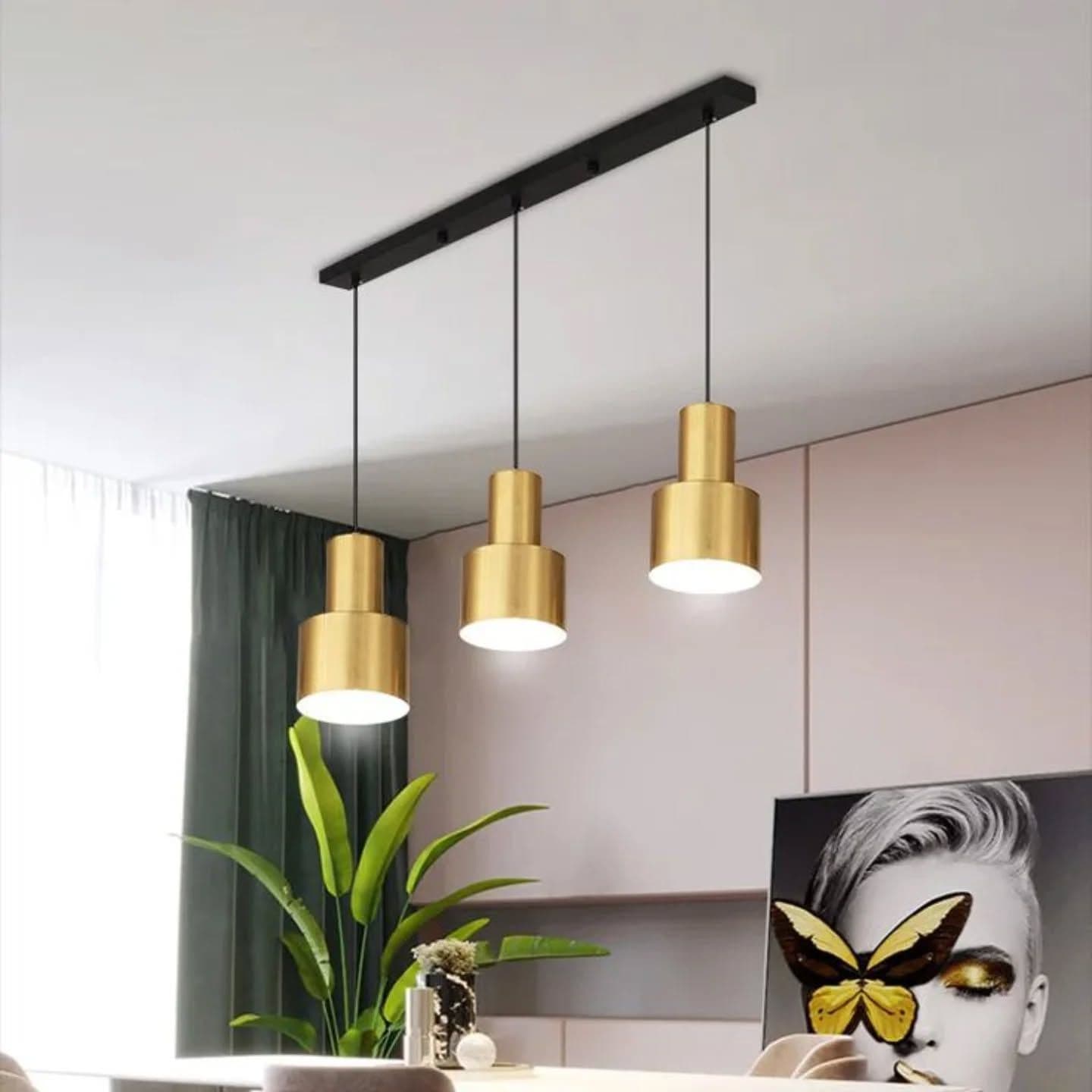 Modern Gold 3-in-1 Linear Pendant Light