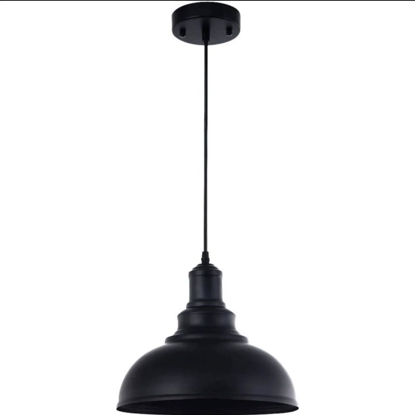 Industrial Matte Black Dome Pendant Light