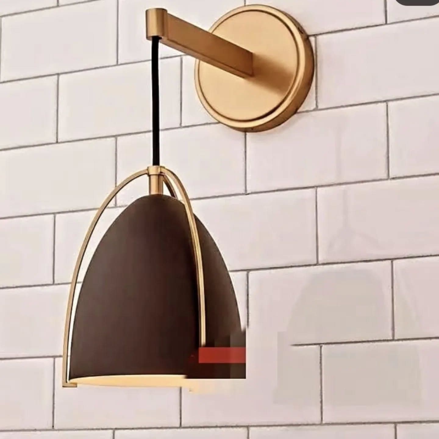 Modern Gold Brass Arc Wall Light with Domed Shade