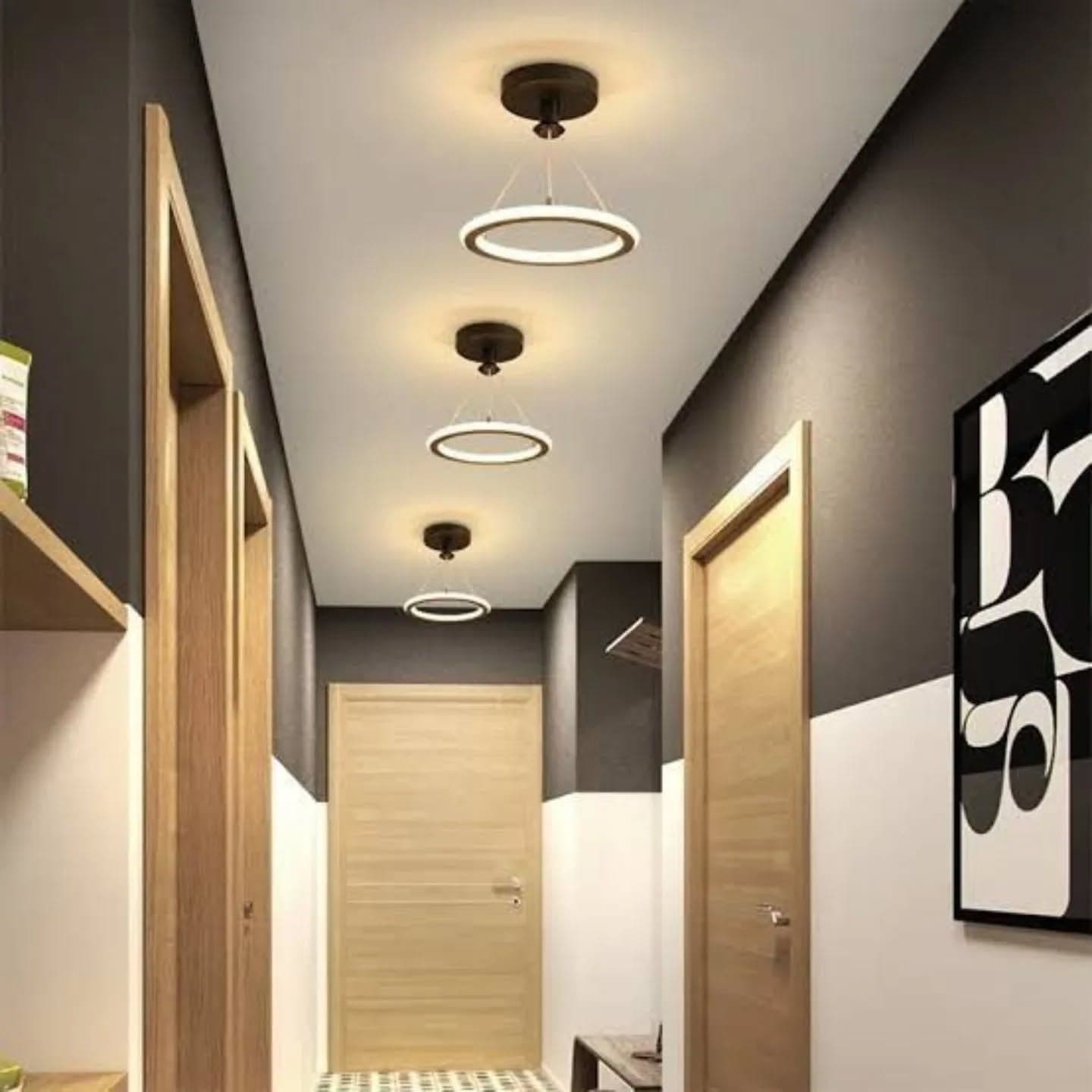 Modern Black Circular LED Pendant Light