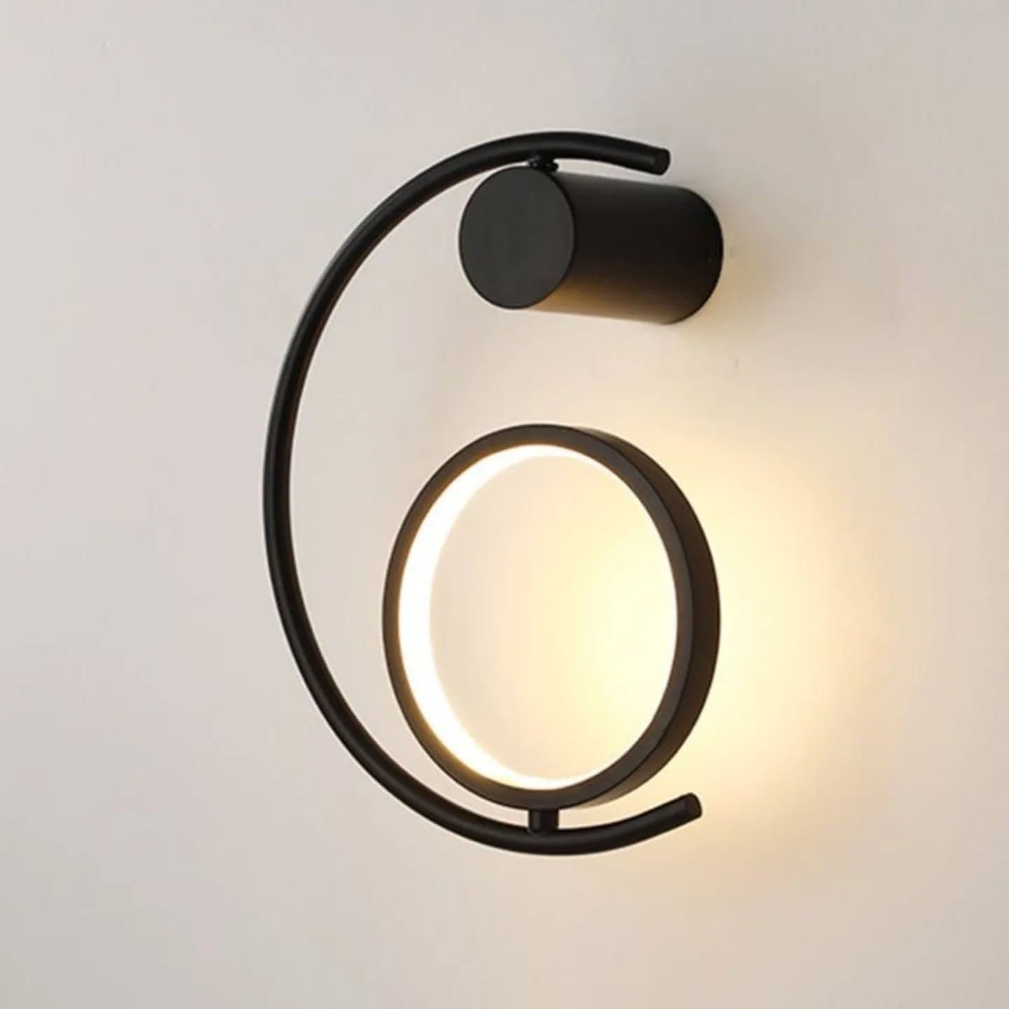 Modern Matte Black LED Wall Light with Circular Design